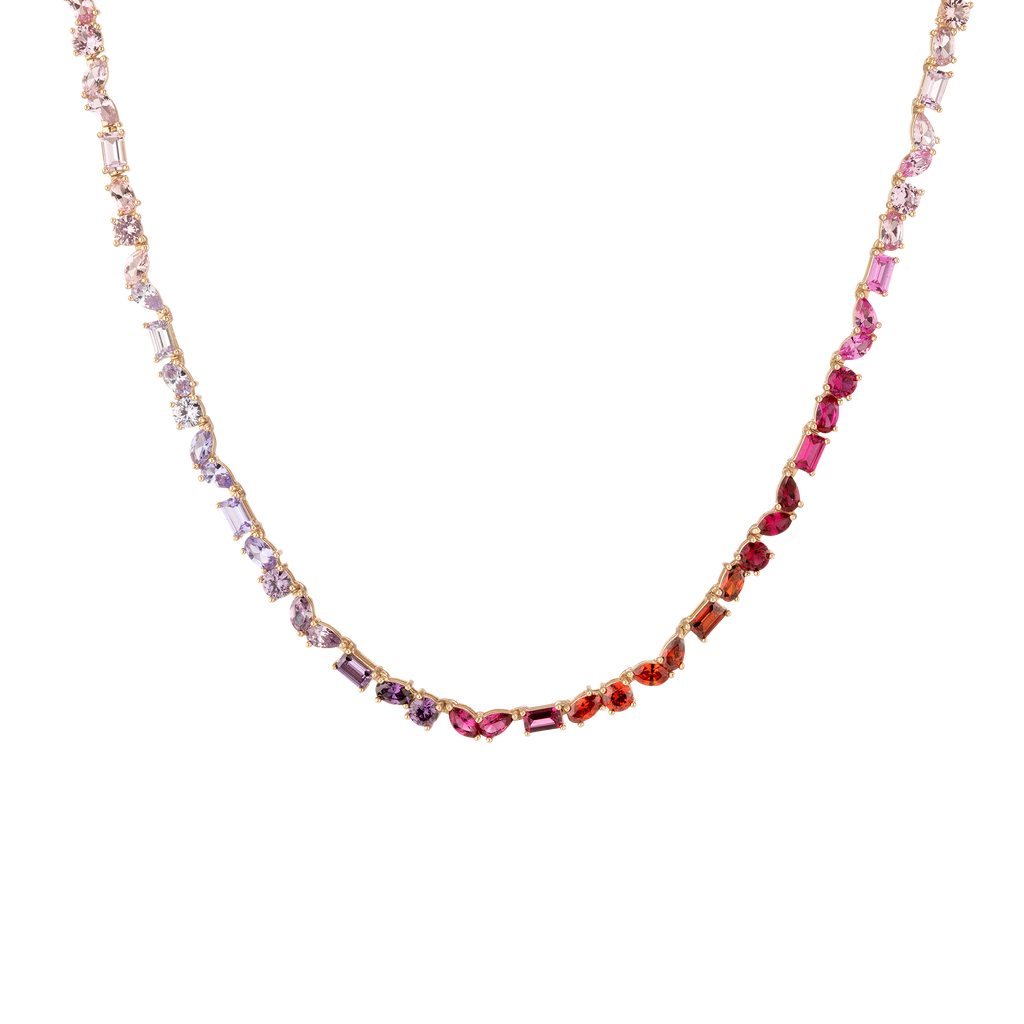 Pink Ombré Mixed Shape Tennis Necklace