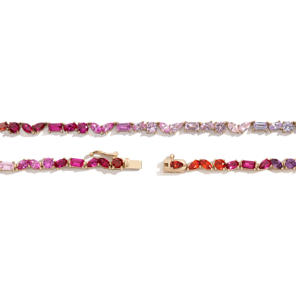 Pink Ombré Mixed Shape Tennis Necklace