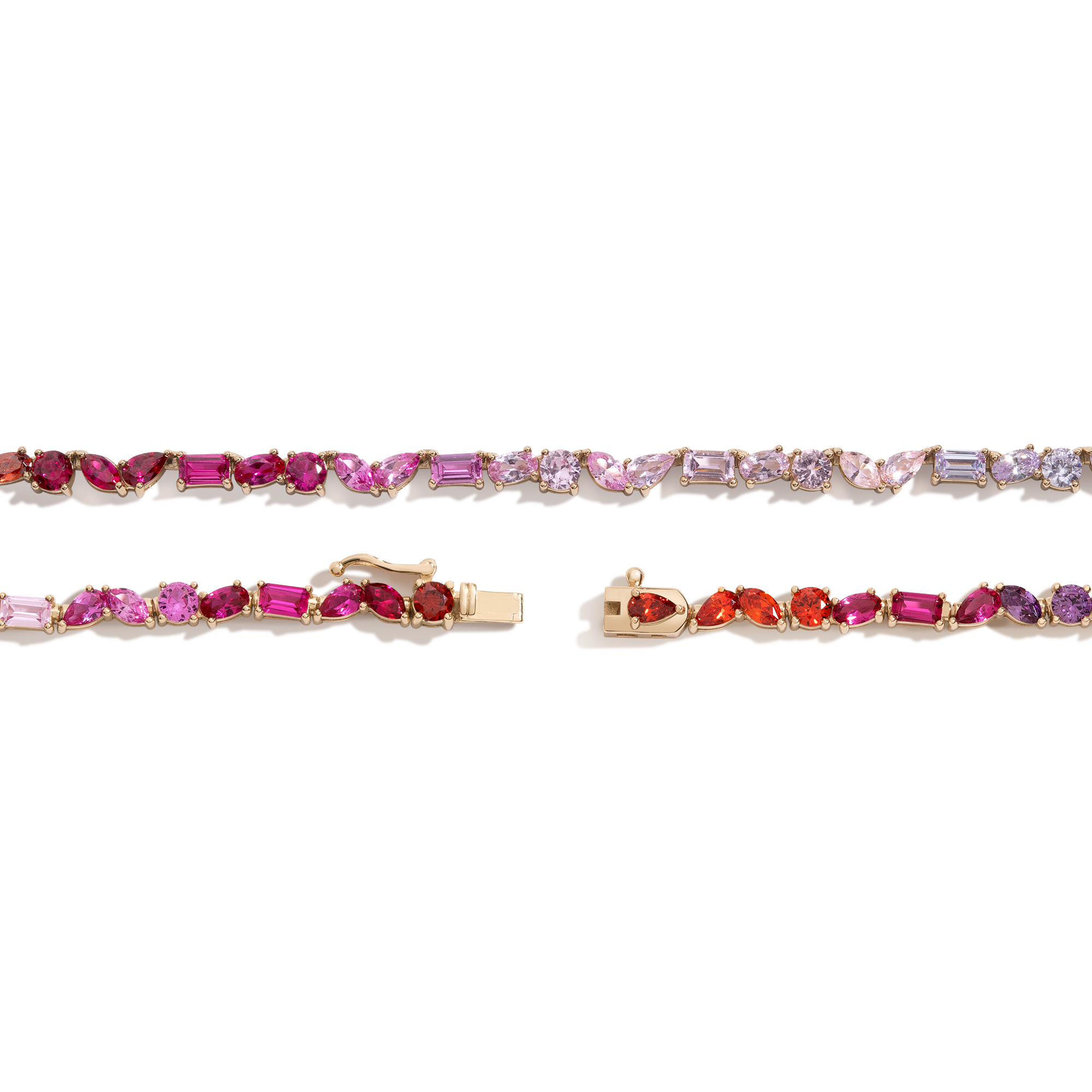 Pink Ombré Mixed Shape Tennis Necklace