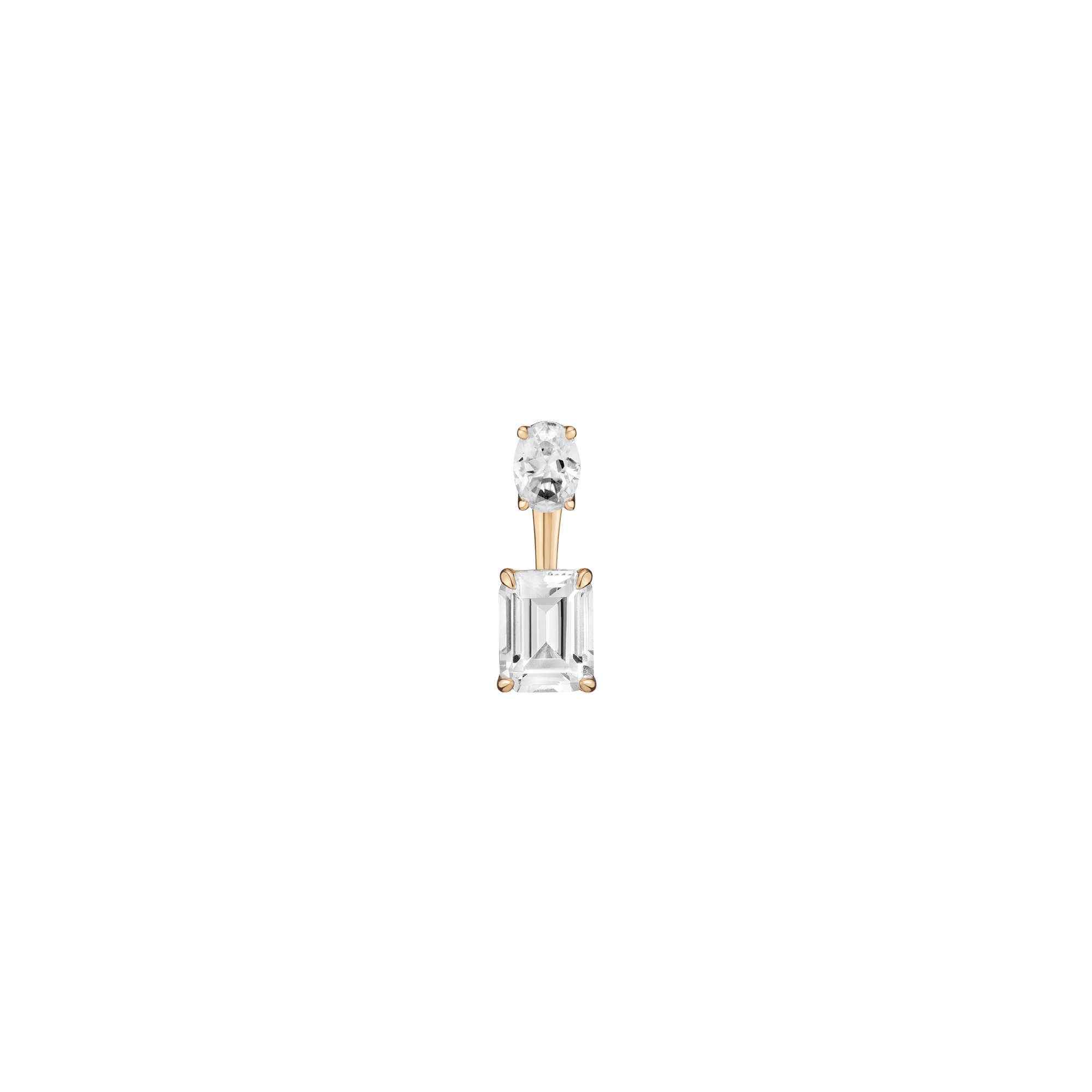 Lab Grown White Sapphire Ear Jacket - Emerald Bottom Stone