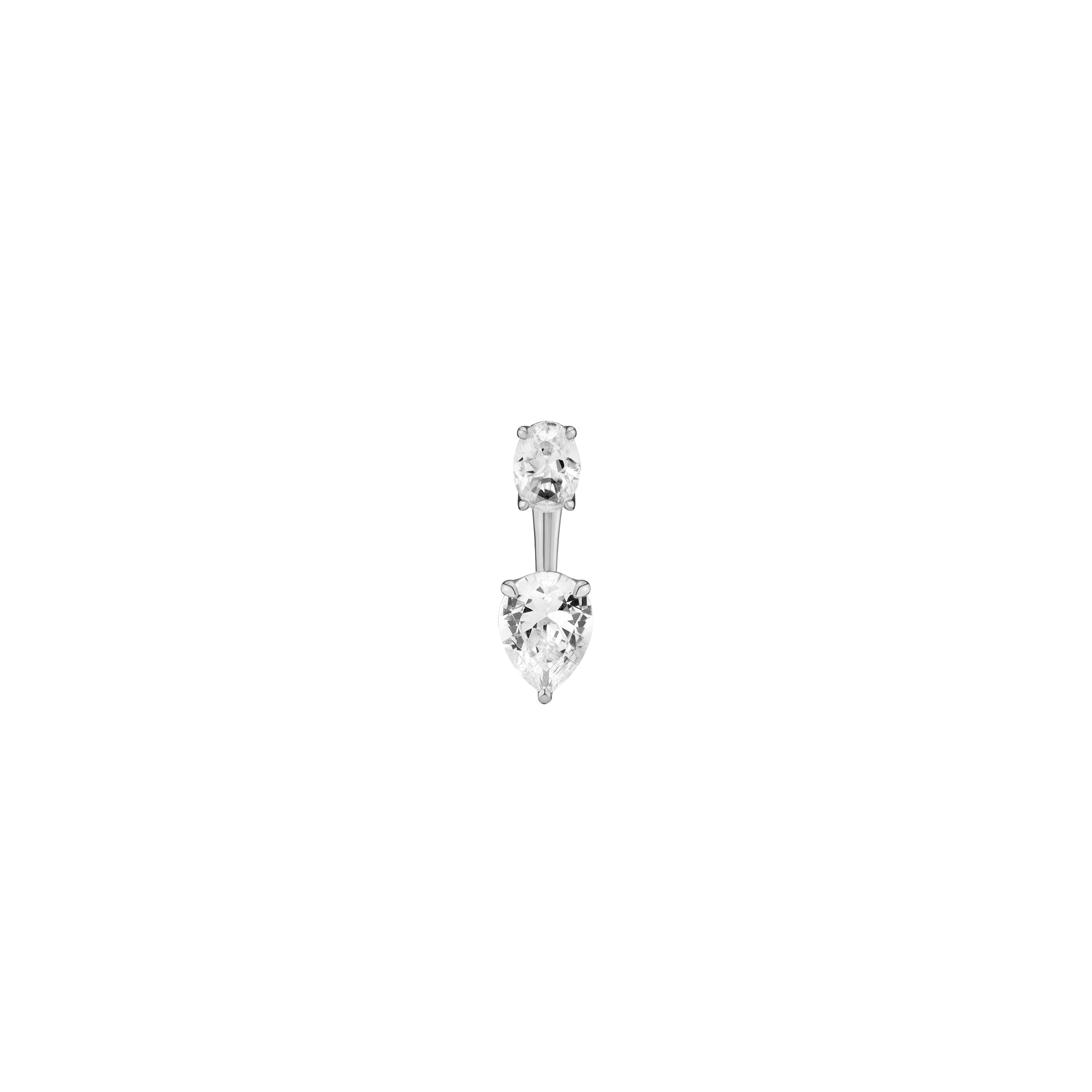 Lab Grown White Sapphire Ear Jacket - Pear Bottom Stone