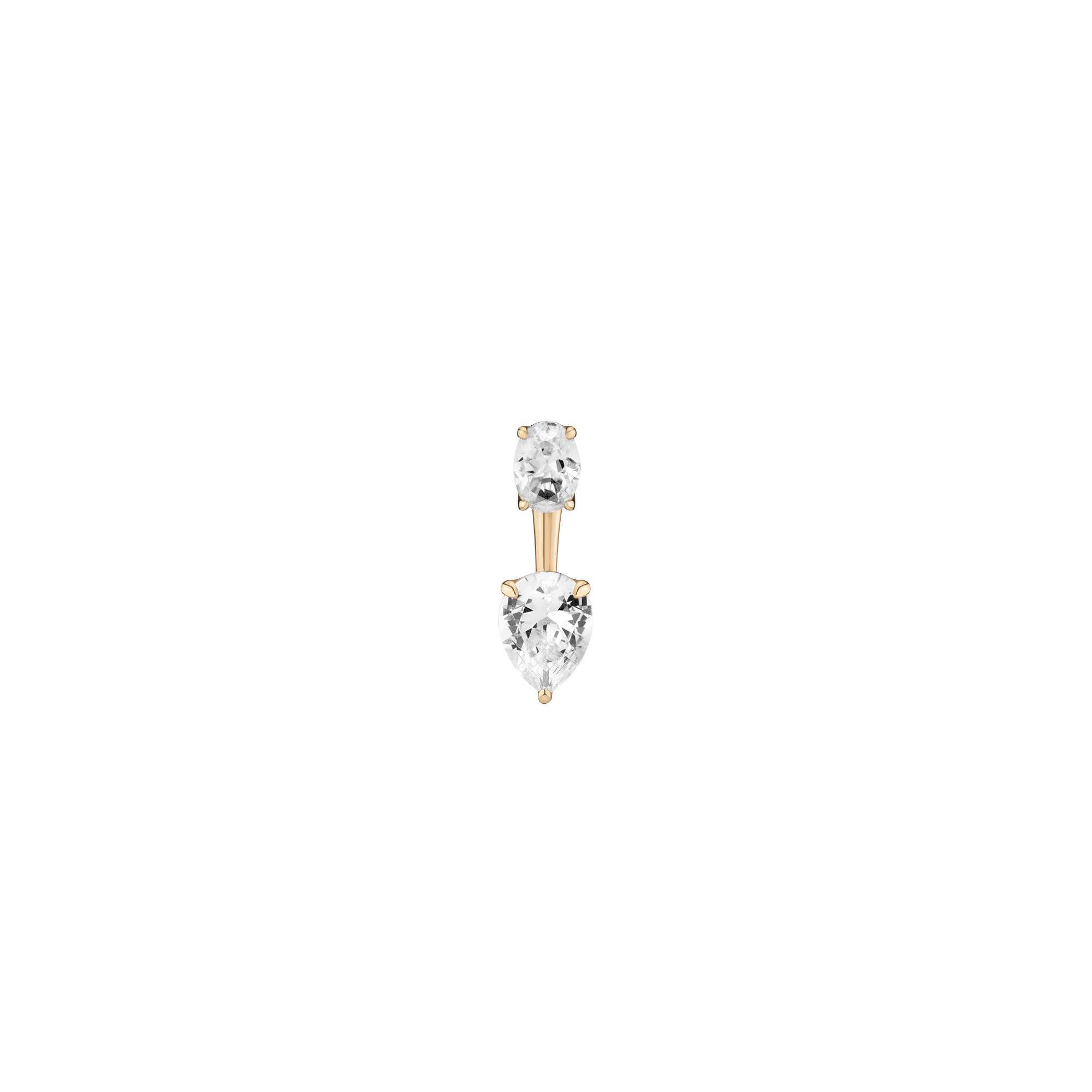 Lab Grown White Sapphire Ear Jacket - Pear Bottom Stone