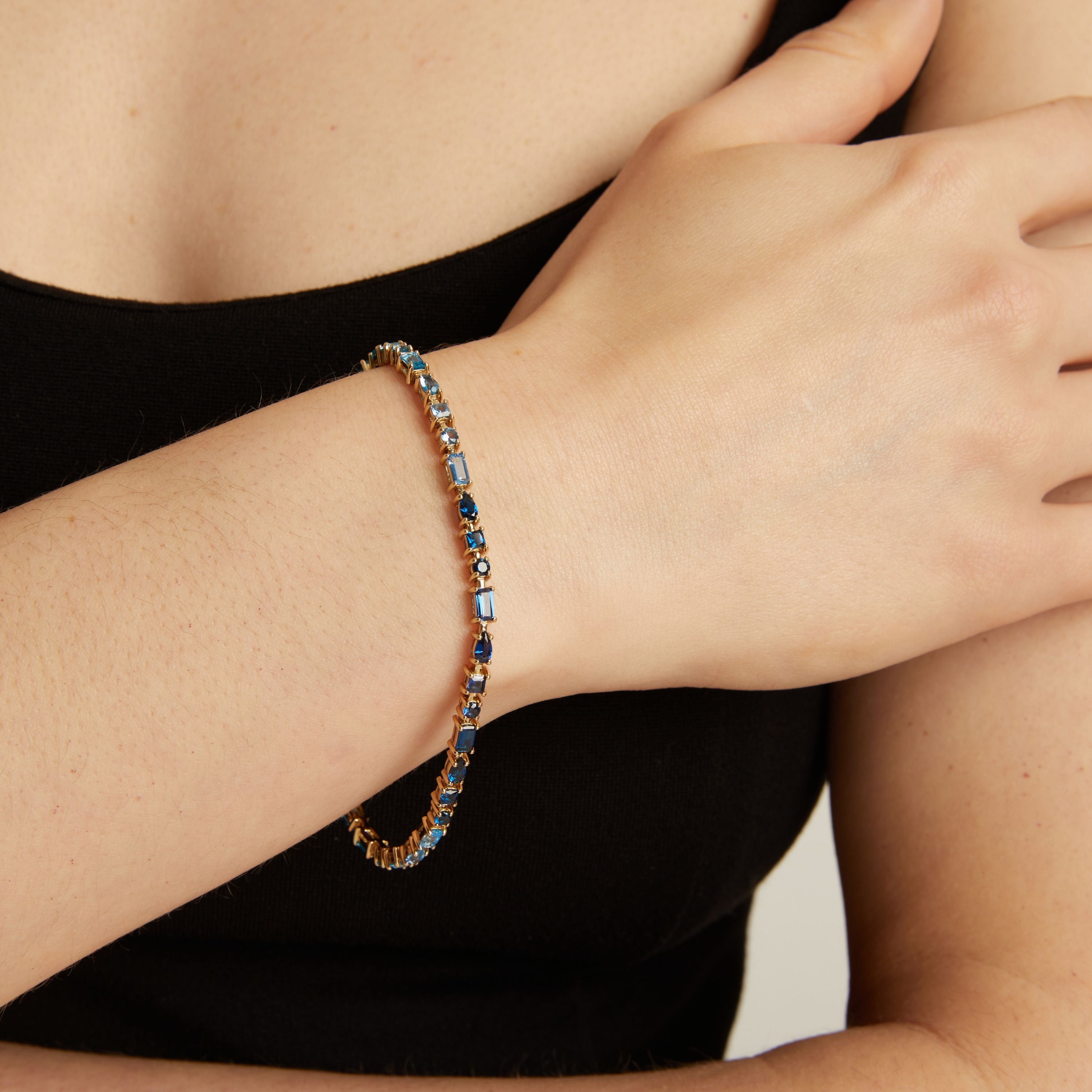 Blue Ombré Mosaic Tennis Bracelet