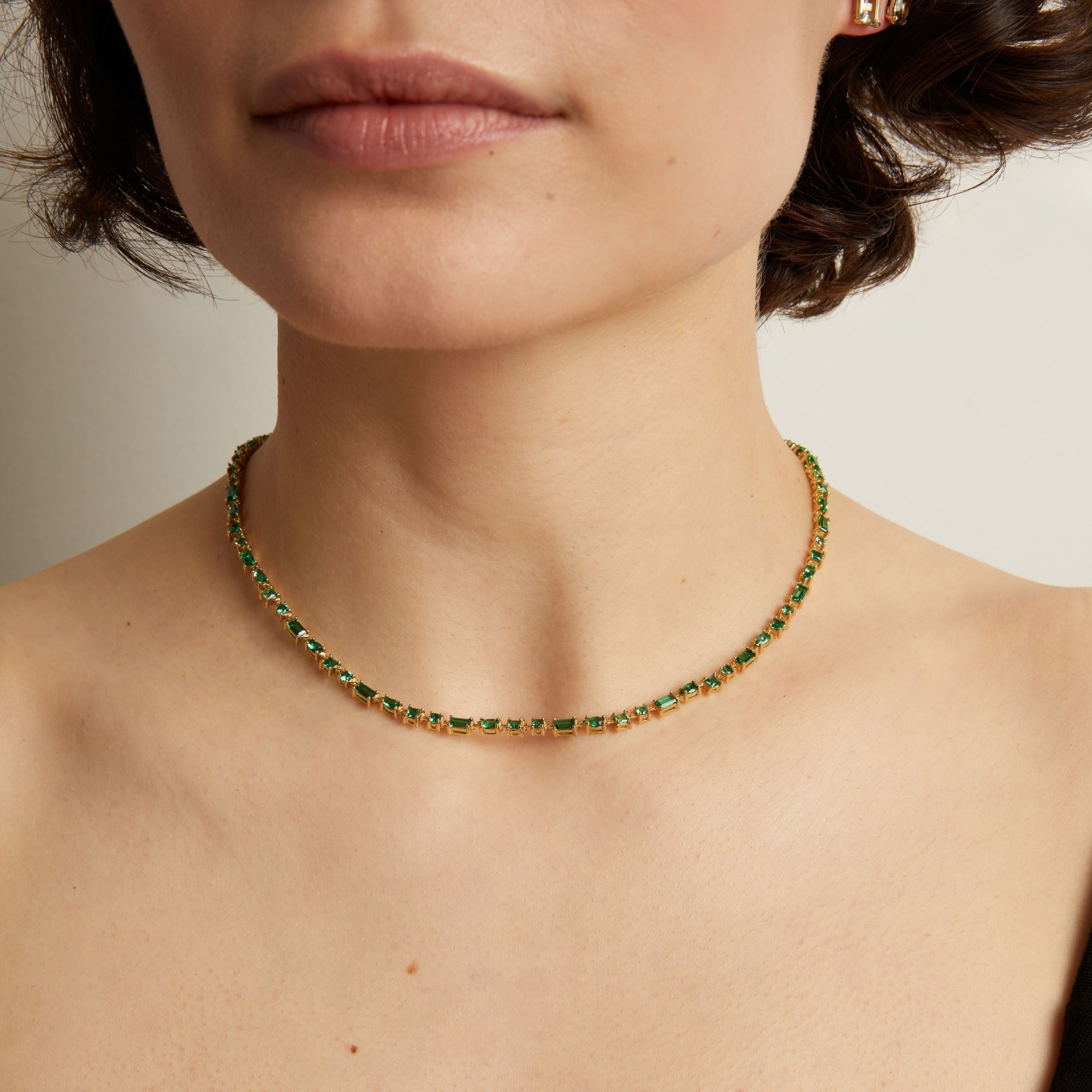 Green Ombré Mosaic Tennis Necklace