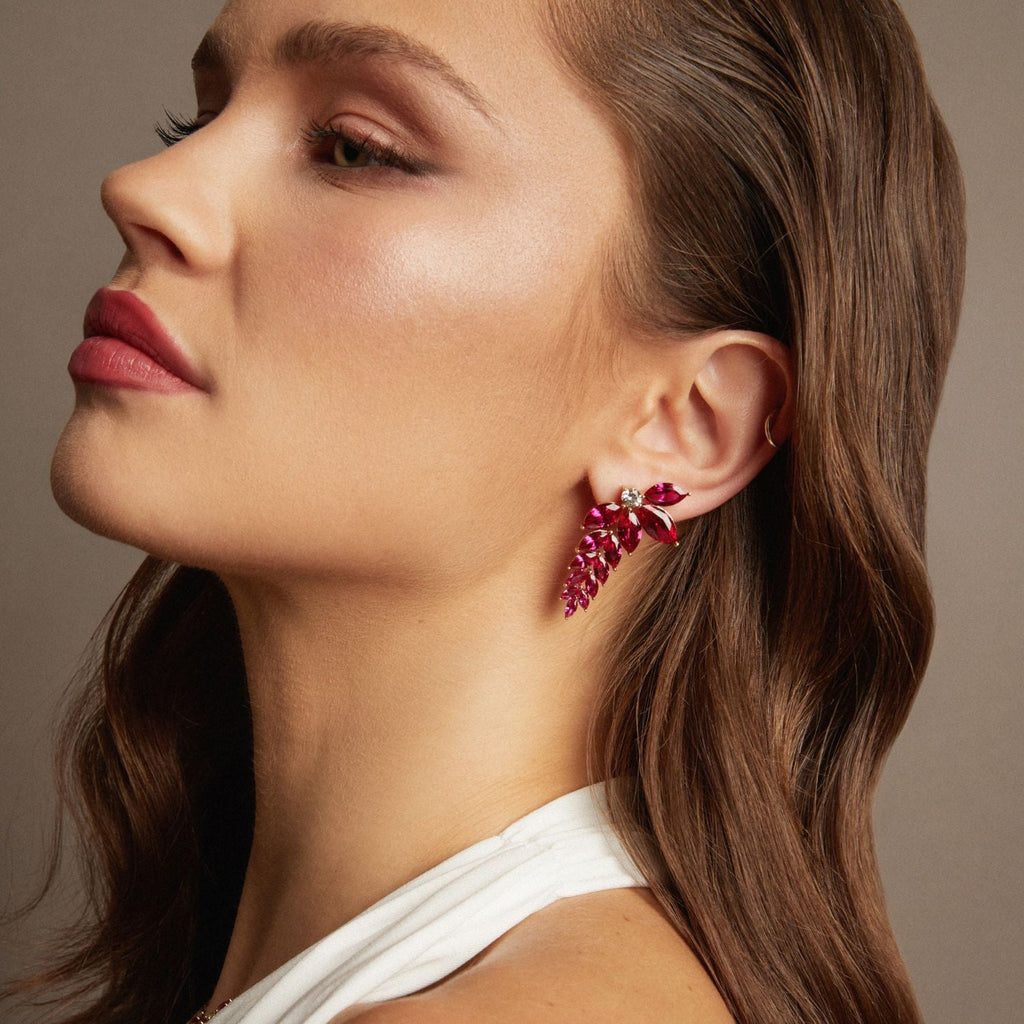 Aurate x Marilyn Monroe: Lab Grown Red Marquise Waterfall Earrings