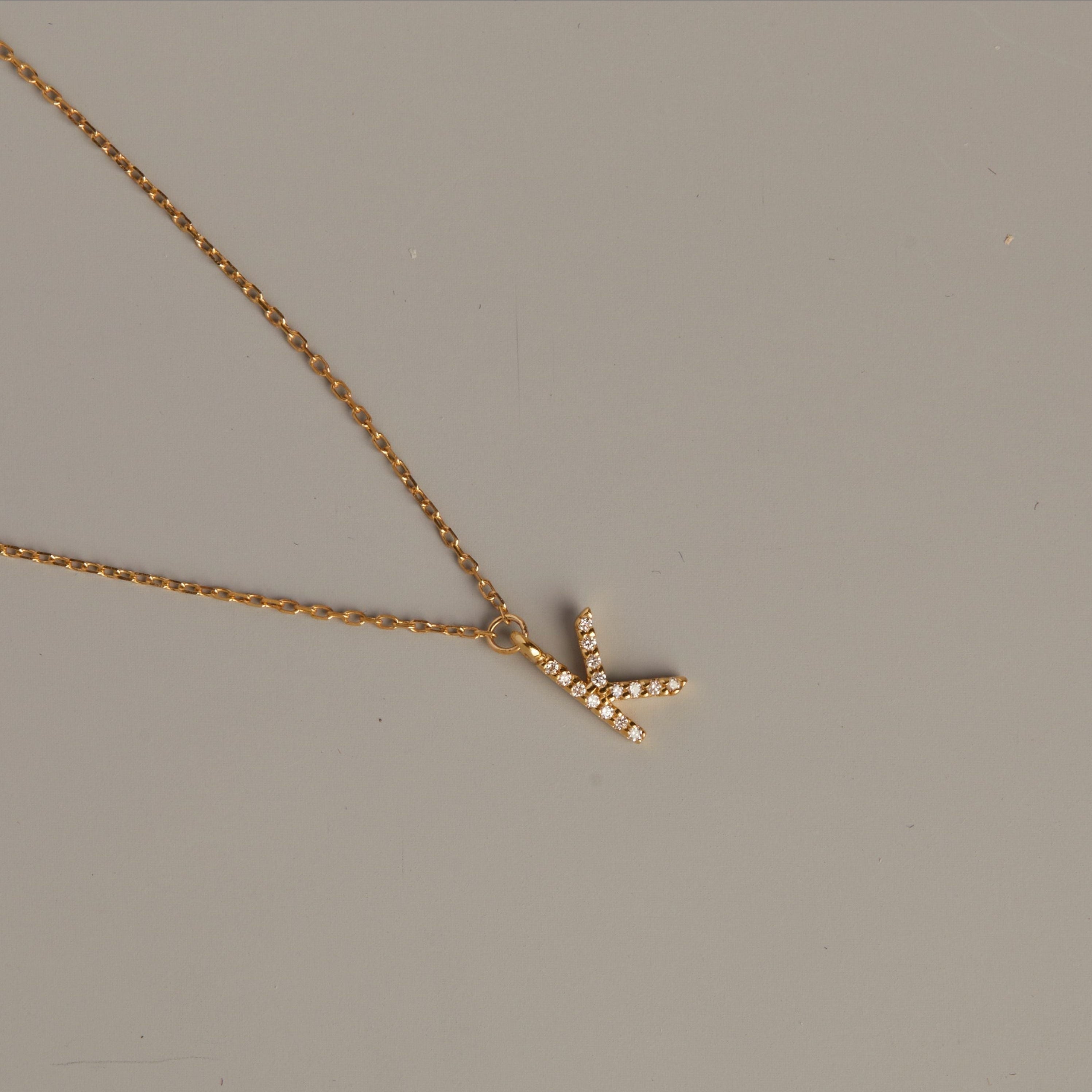Lab Grown Diamond Pavé Station Letter Necklace