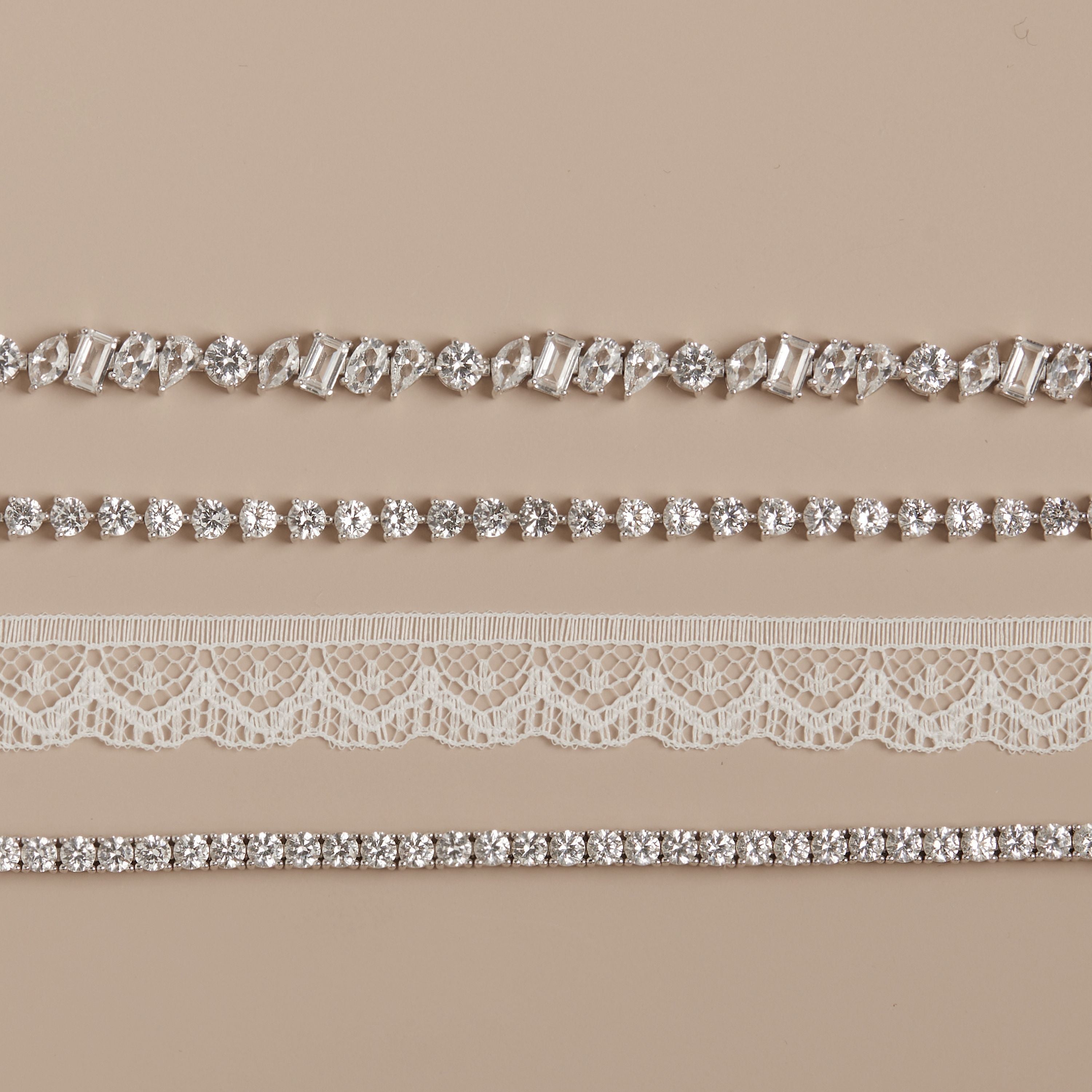Lab Grown White Sapphire Mixed Shape Tennis Necklace