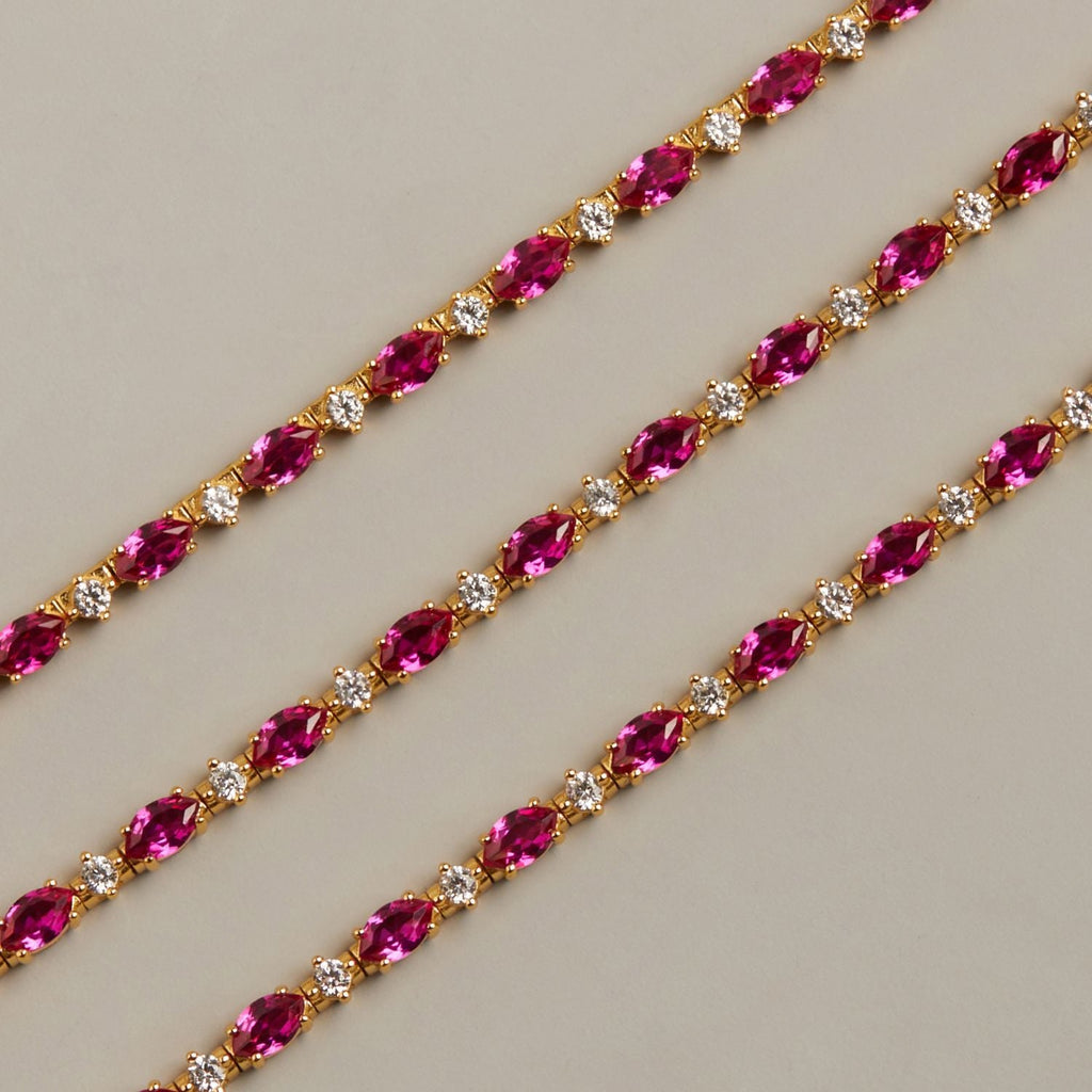 Aurate x Marilyn Monroe: Lab Grown Red Marquise Tennis Necklace