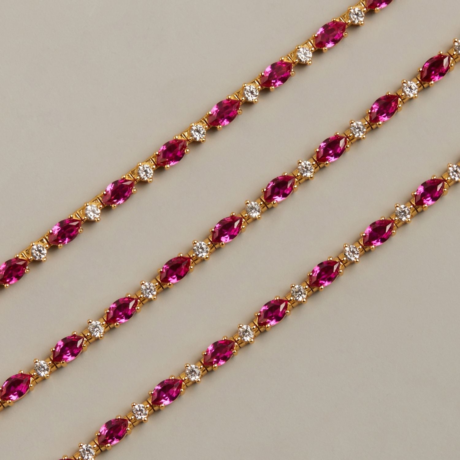Aurate x Marilyn Monroe: Lab Grown Red Marquise Tennis Necklace