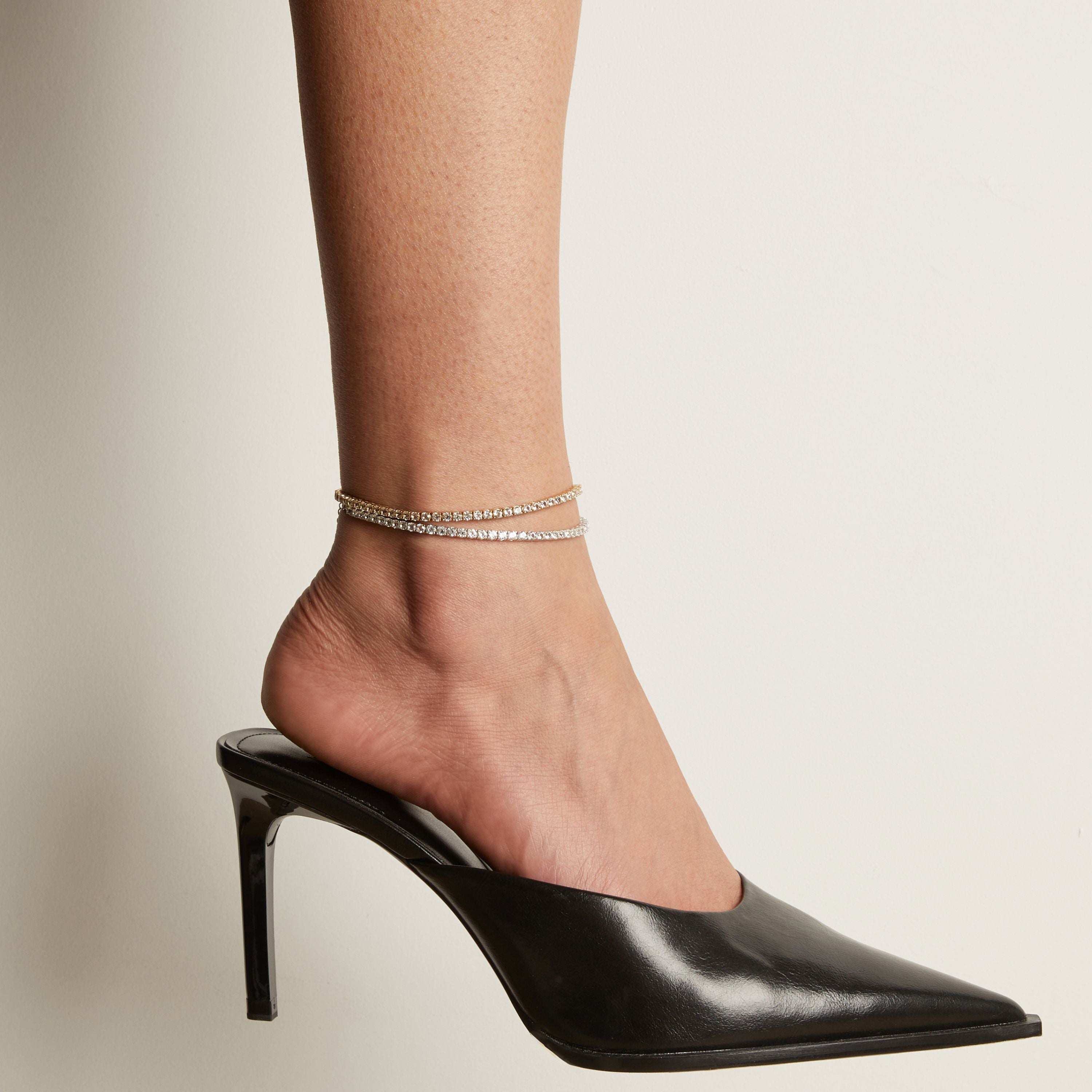 Lab Grown White Sapphire Tennis Anklet