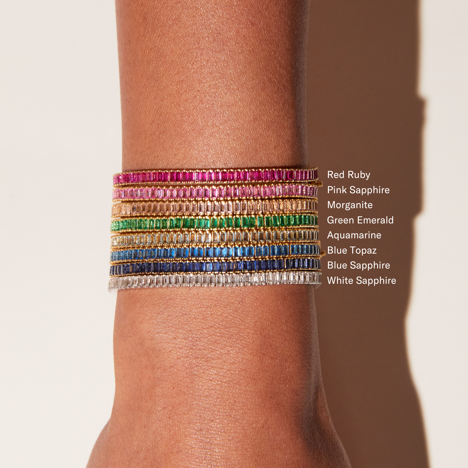Lab Grown Green Emerald Baguette Tennis Bracelet