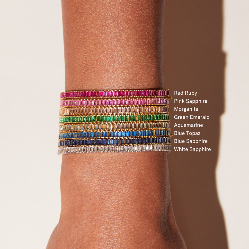 Lab Grown Red Ruby Baguette Tennis Bracelet