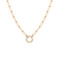 Paperclip Chain Charm Necklace - White Sapphire Bail
