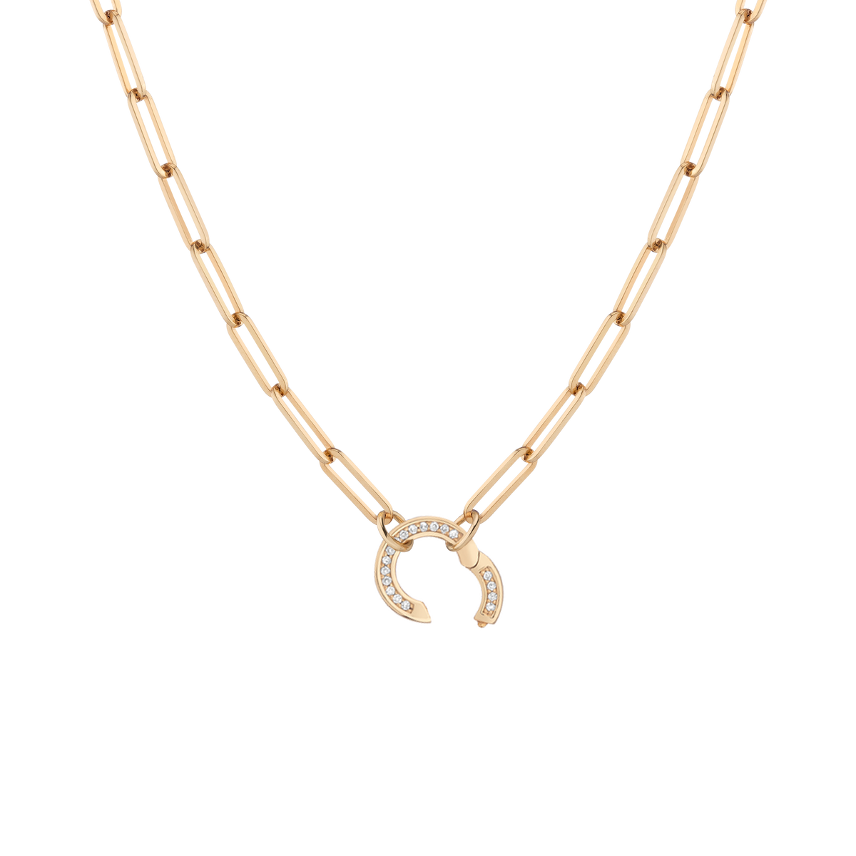 Paperclip Chain Charm Necklace - White Sapphire Bail