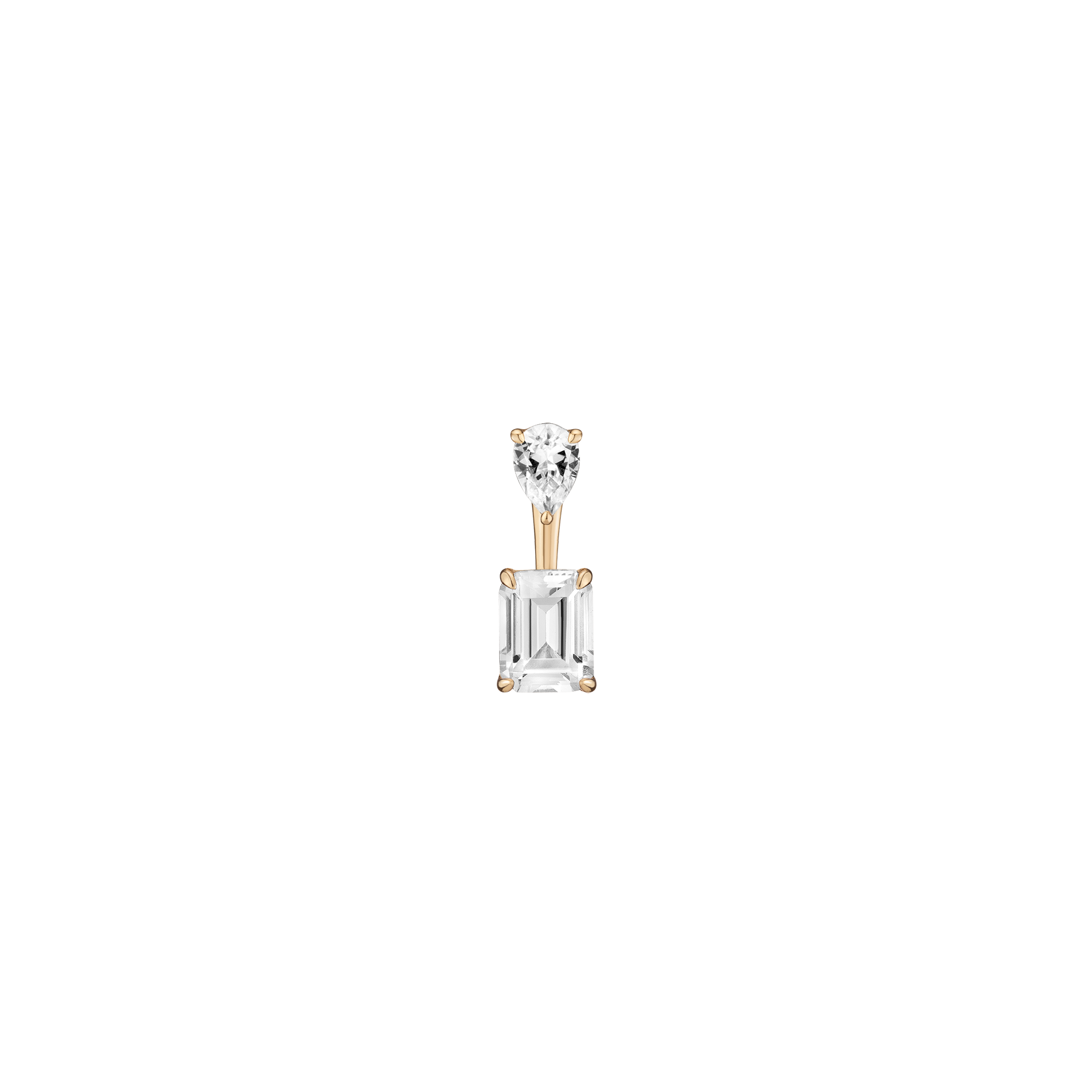 Lab Grown White Sapphire Ear Jacket - Emerald Bottom Stone