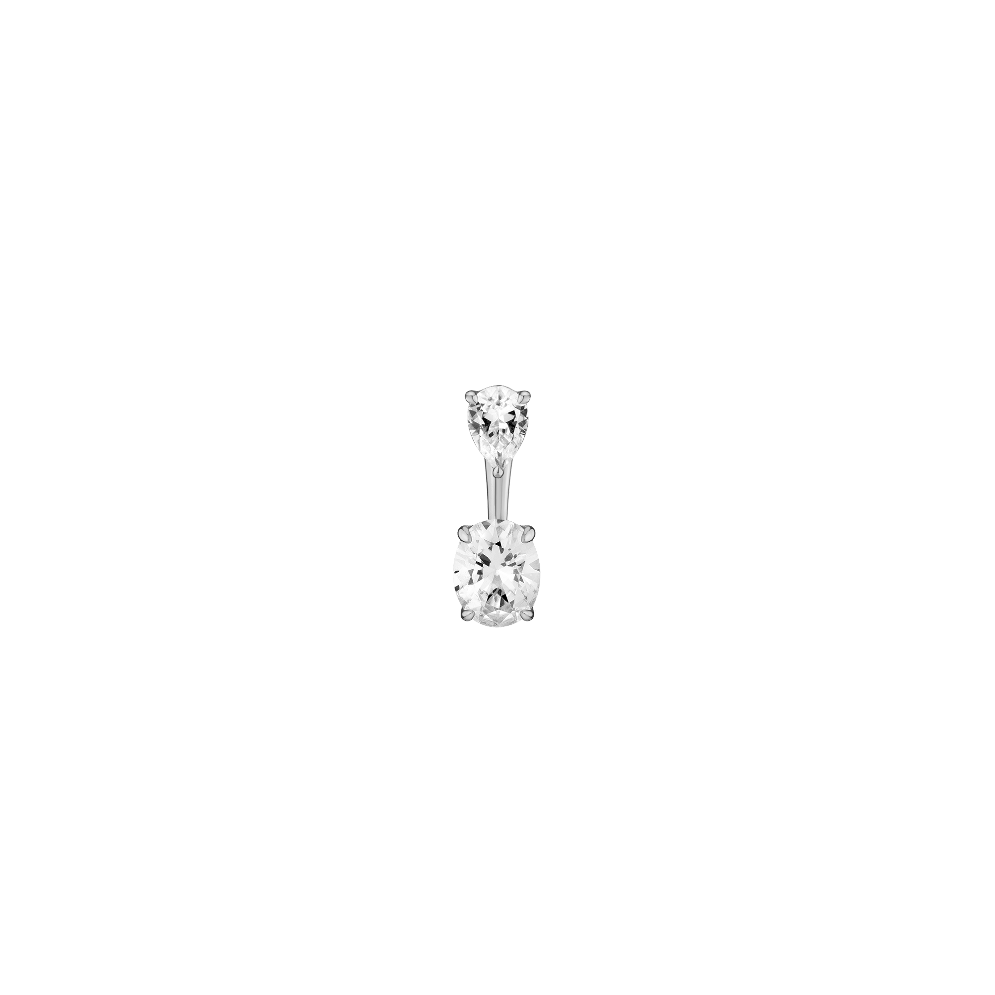 Lab Grown White Sapphire Ear Jacket - Oval Bottom Stone