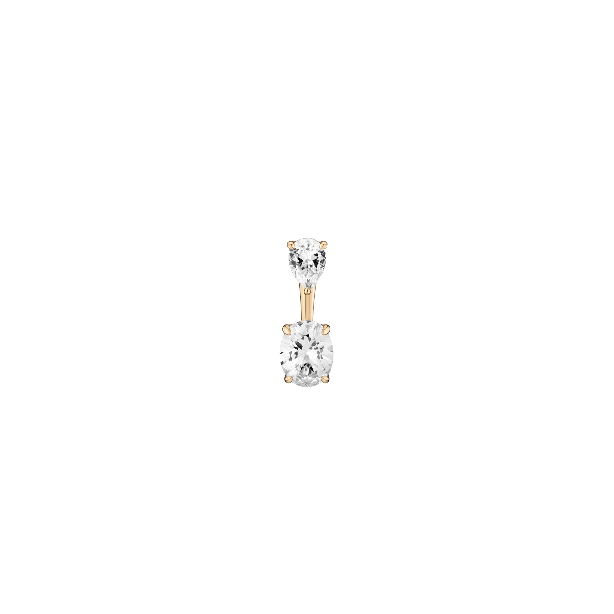 Lab Grown White Sapphire Ear Jacket - Oval Bottom Stone