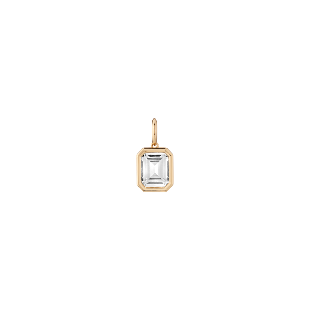 Emerald Lab Grown White Sapphire Bezel Pendant
