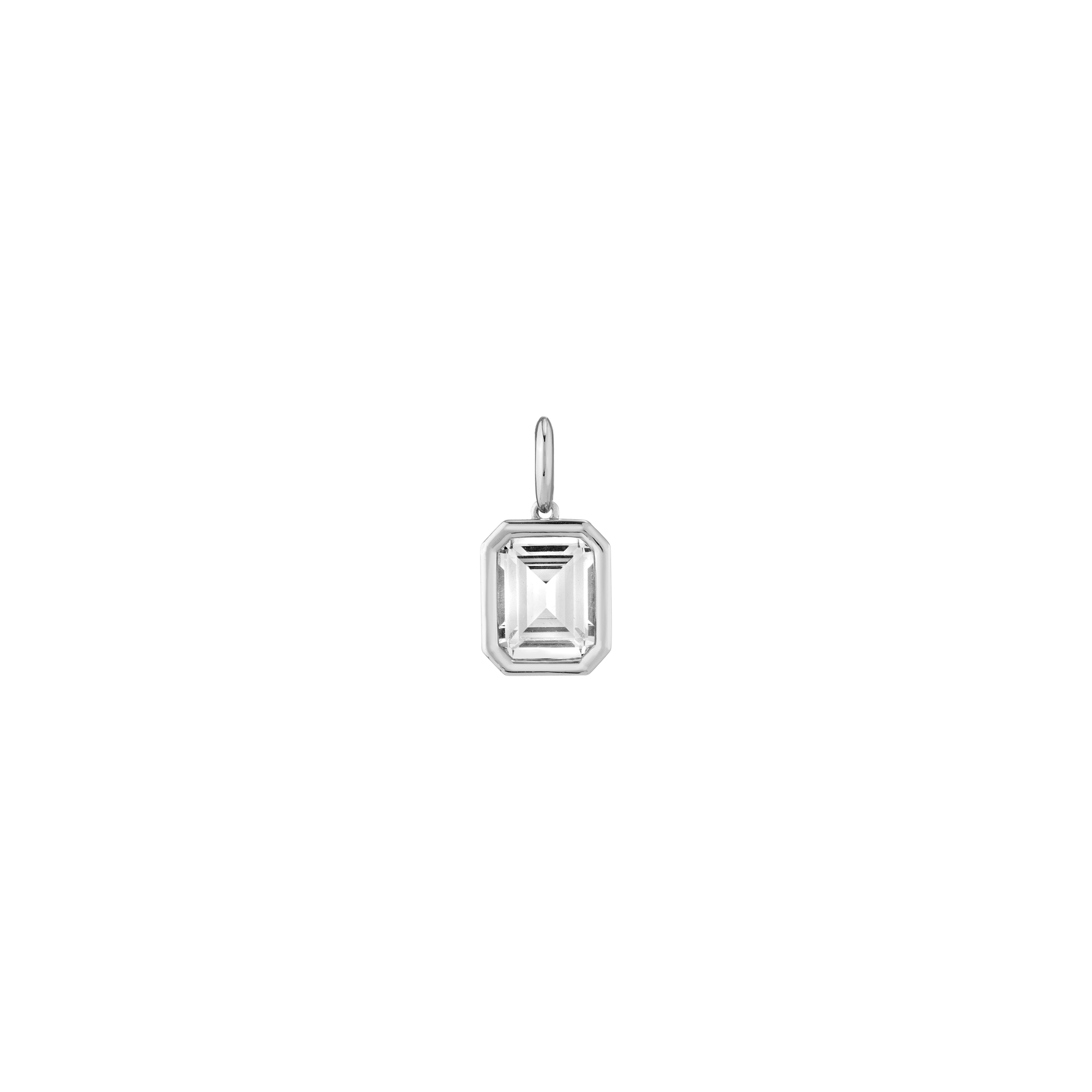 Emerald Lab Grown White Sapphire Bezel Pendant