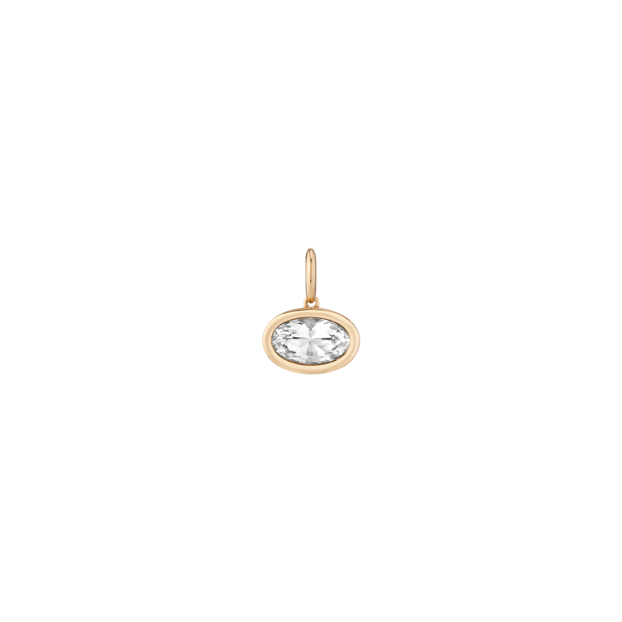 Oval Lab Grown White Sapphire Bezel Pendant