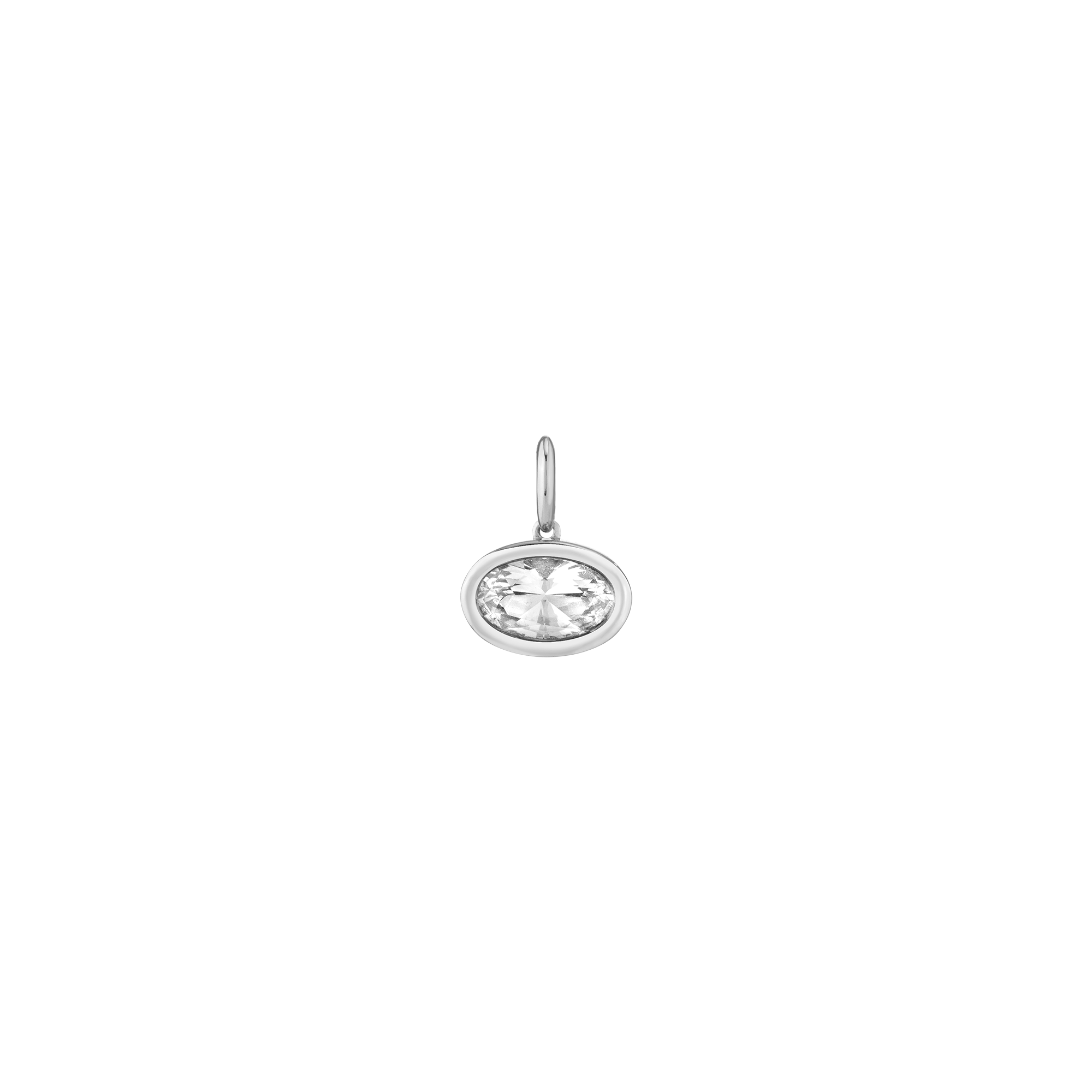 Oval Lab Grown White Sapphire Bezel Pendant