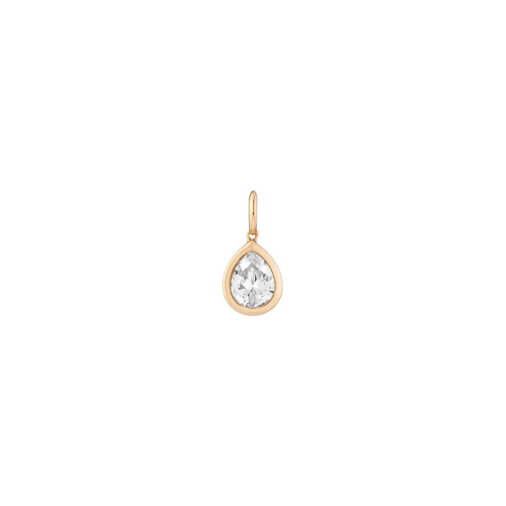 Pear Lab Grown White Sapphire Bezel Pendant
