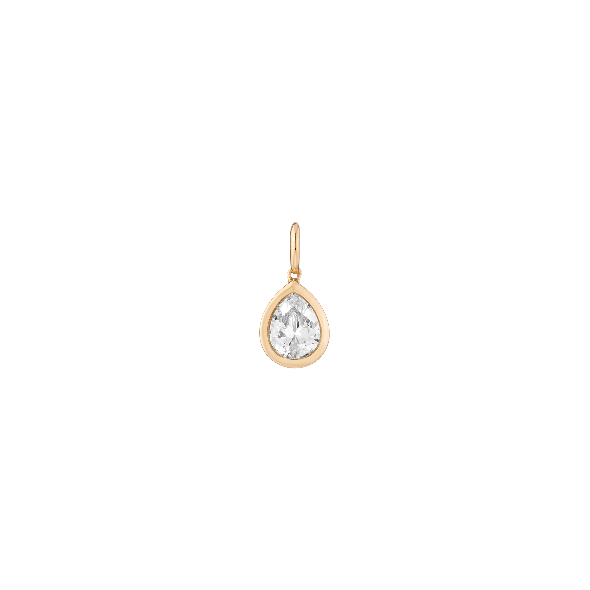 Pear Lab Grown White Sapphire Bezel Pendant