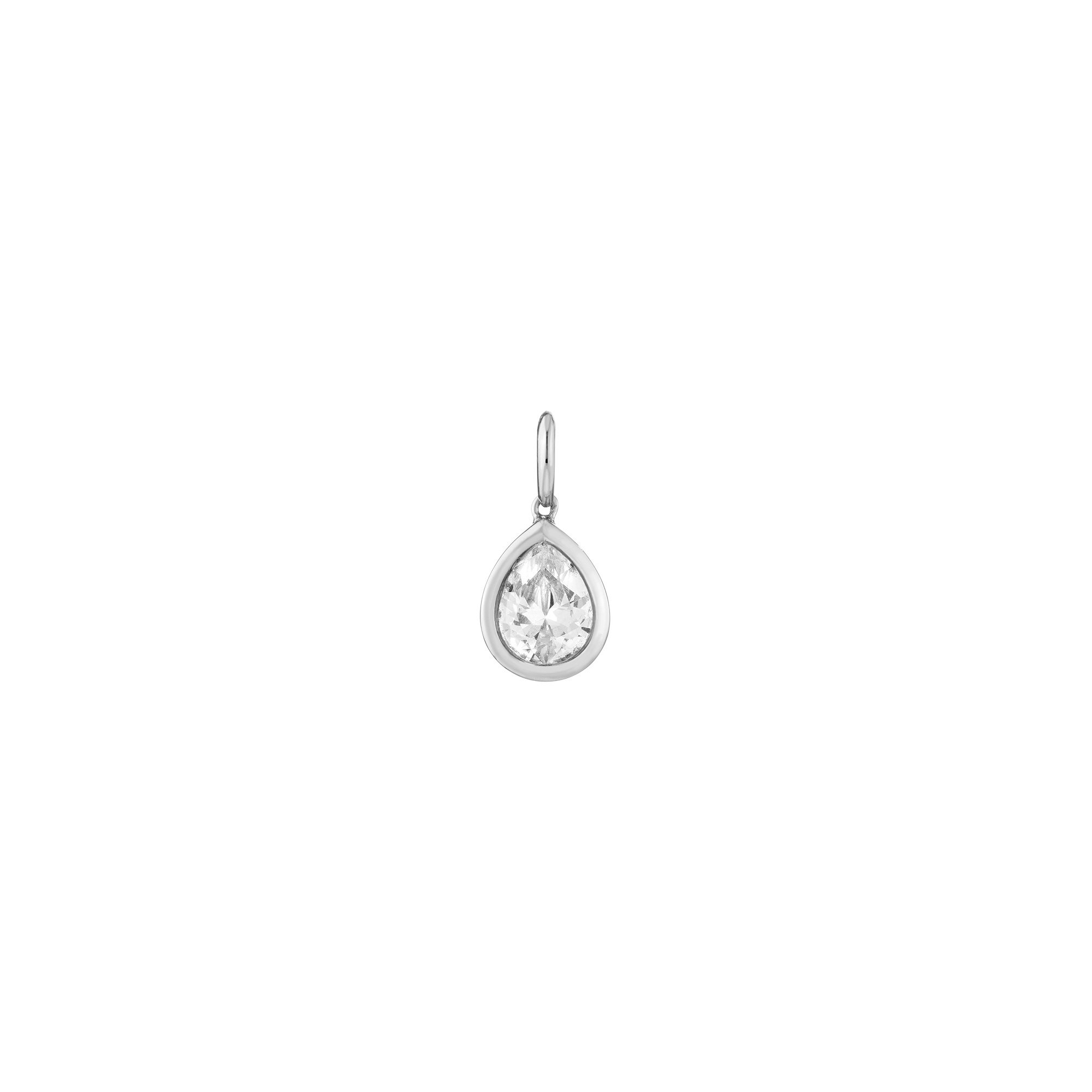 Pear Lab Grown White Sapphire Bezel Pendant