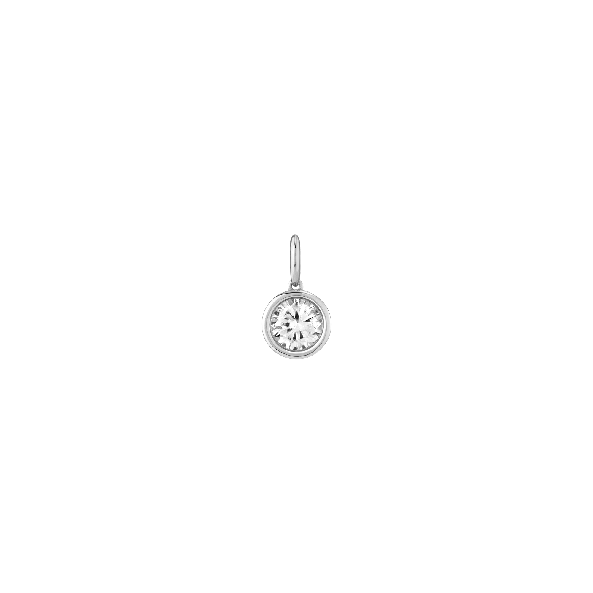 Round Lab Grown White Sapphire Bezel Pendant