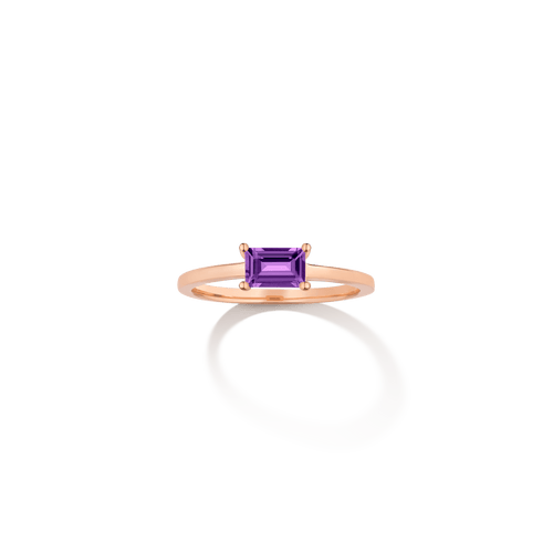 Birthstone Baguette Ring - Amethyst