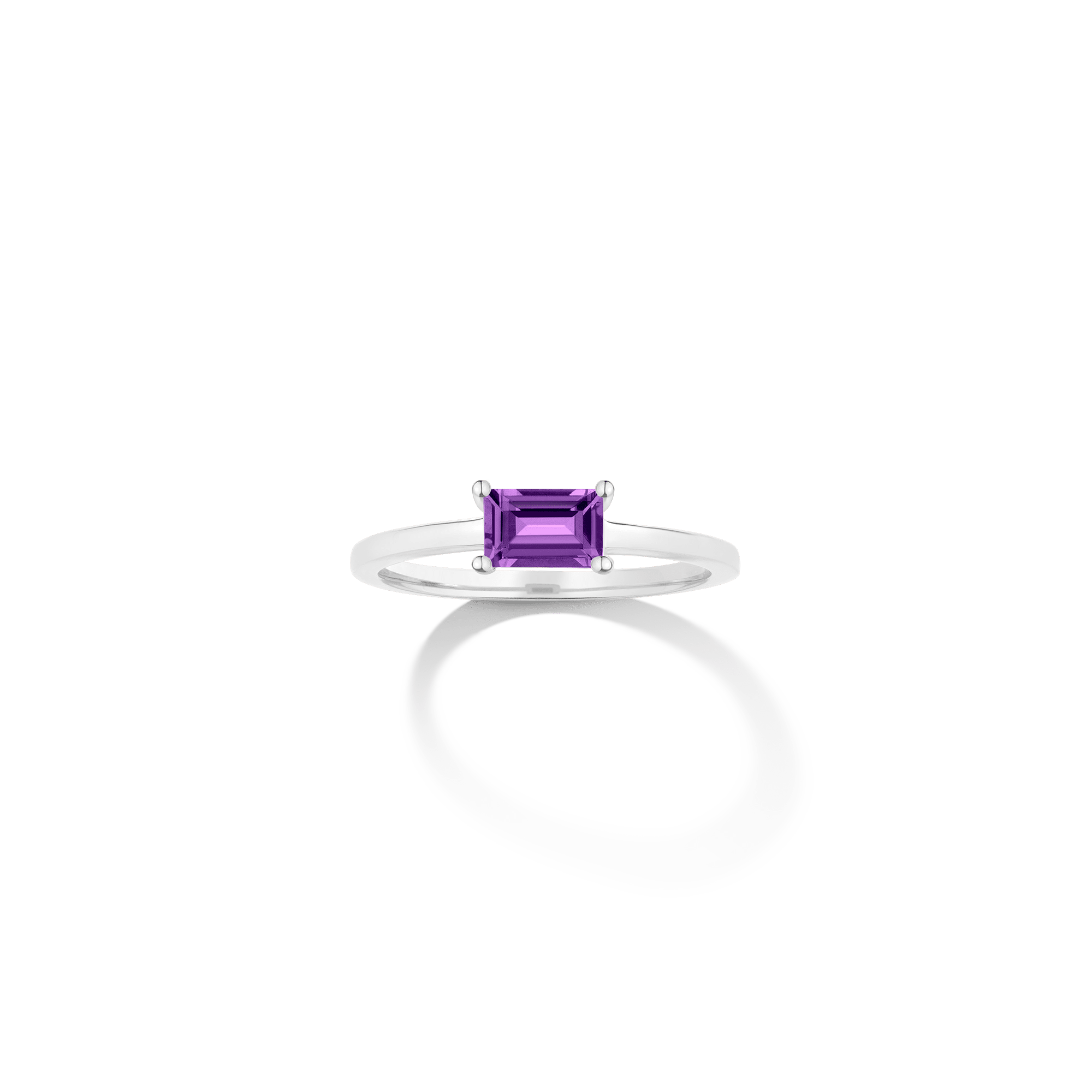 Birthstone Baguette Ring - Amethyst