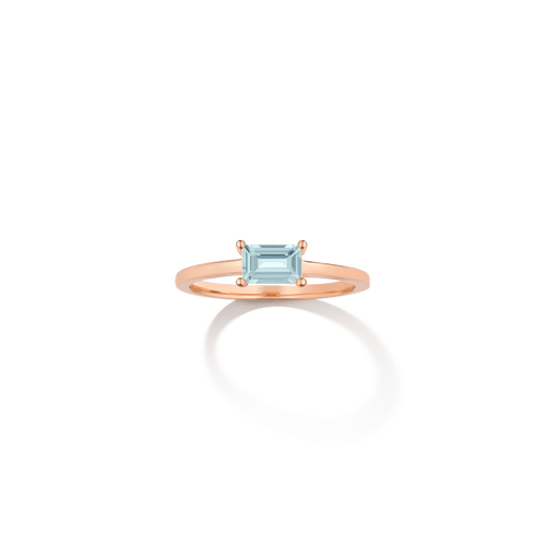 Birthstone Baguette Ring - Aquamarine