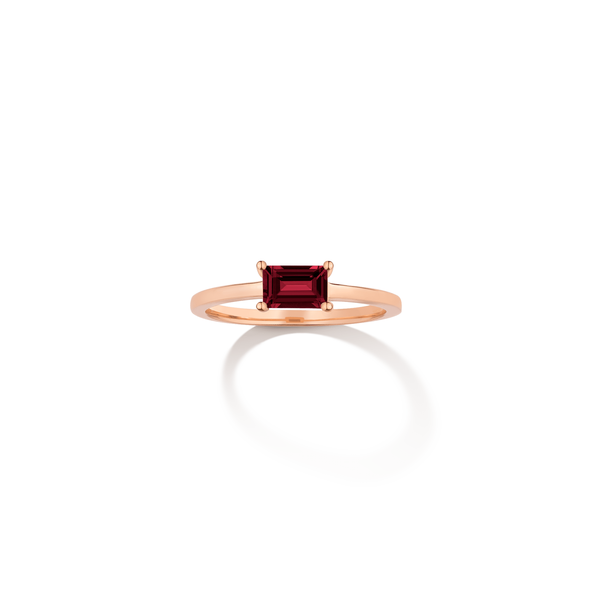 Birthstone Baguette Ring - Garnet