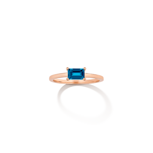 Birthstone Baguette Ring - London Blue Topaz