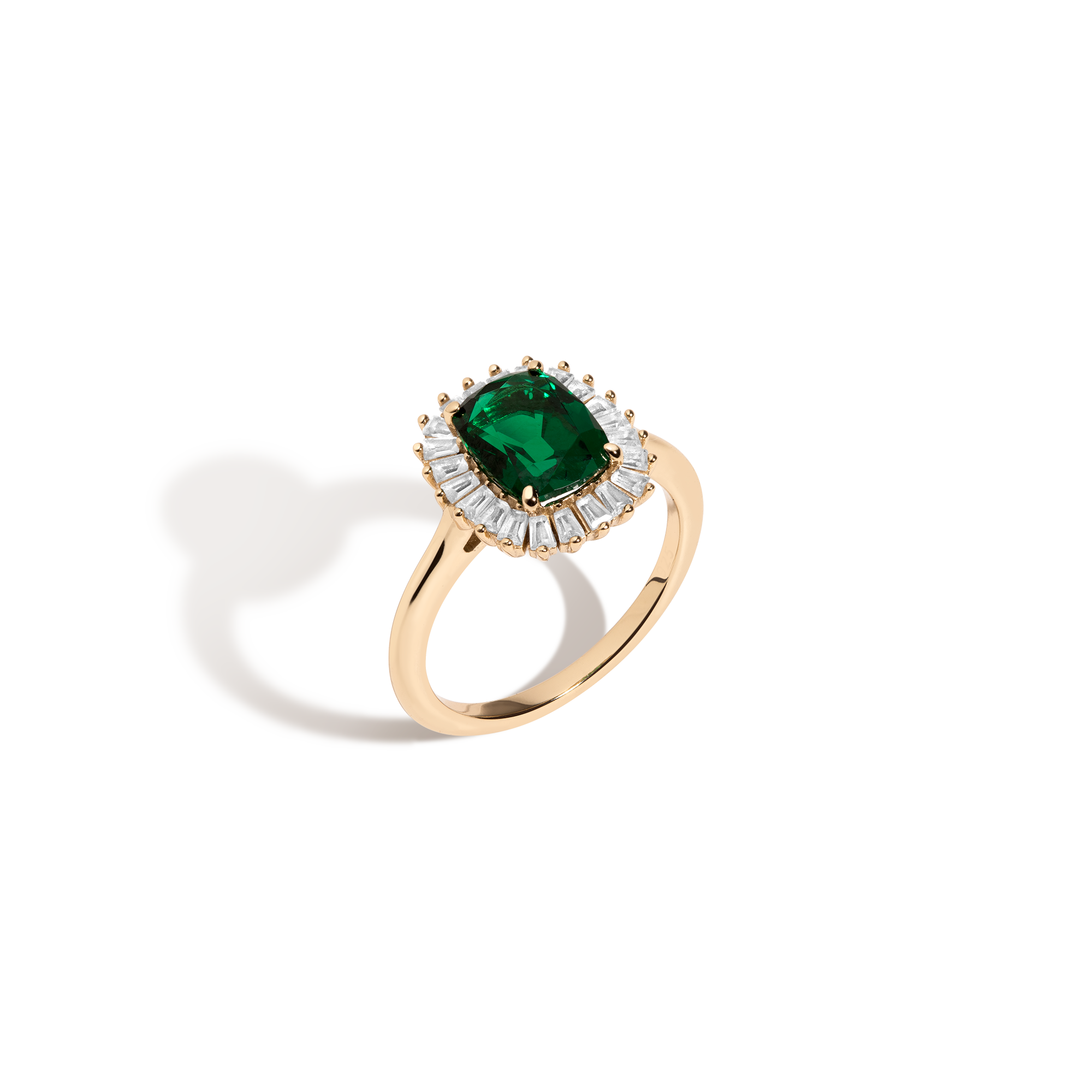 Lab Grown Green Emerald Alexandra Ring