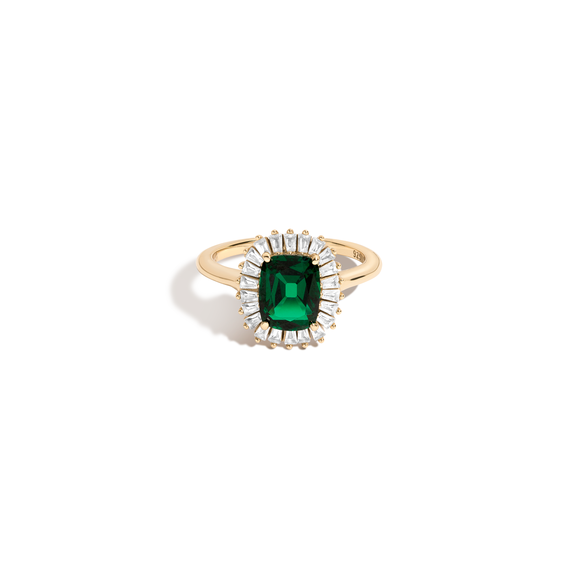 Lab Grown Green Emerald Alexandra Ring