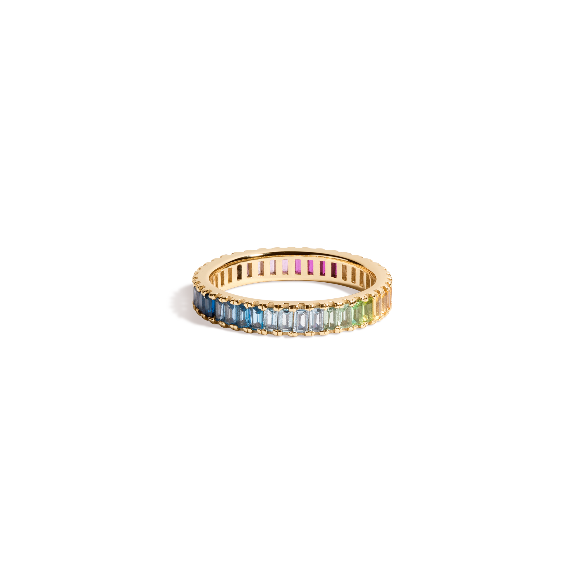 Ombré Rainbow Baguette Eternity Ring