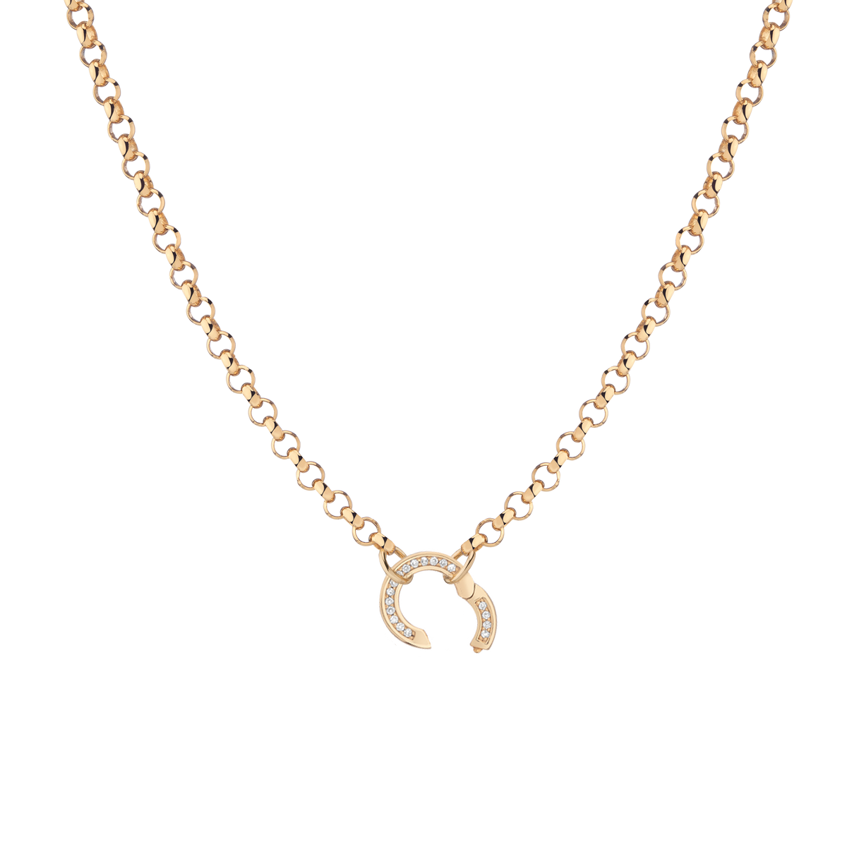 Rolo Chain Charm Necklace - White Sapphire Bail