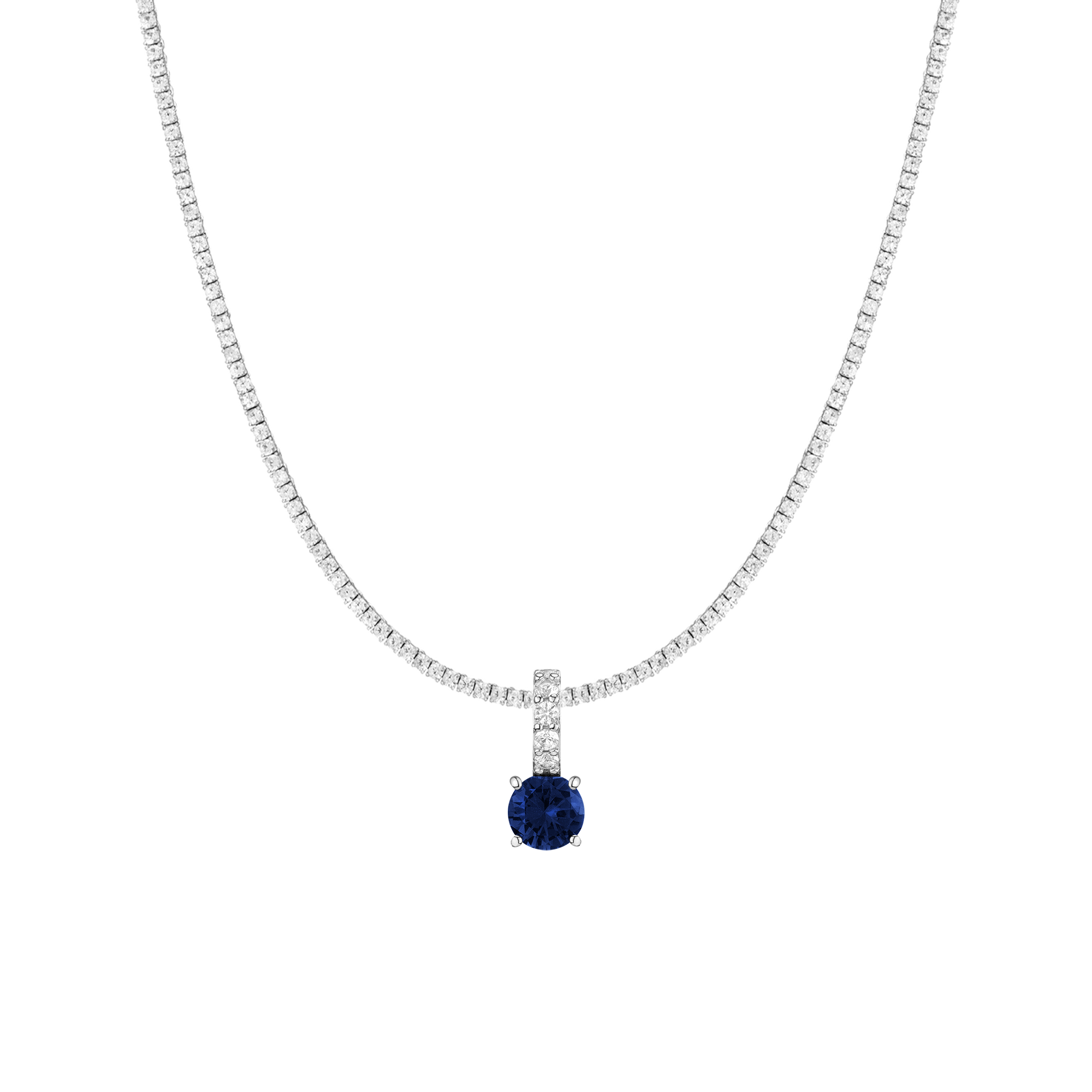 7ct Round Tennis Charm Necklace Set