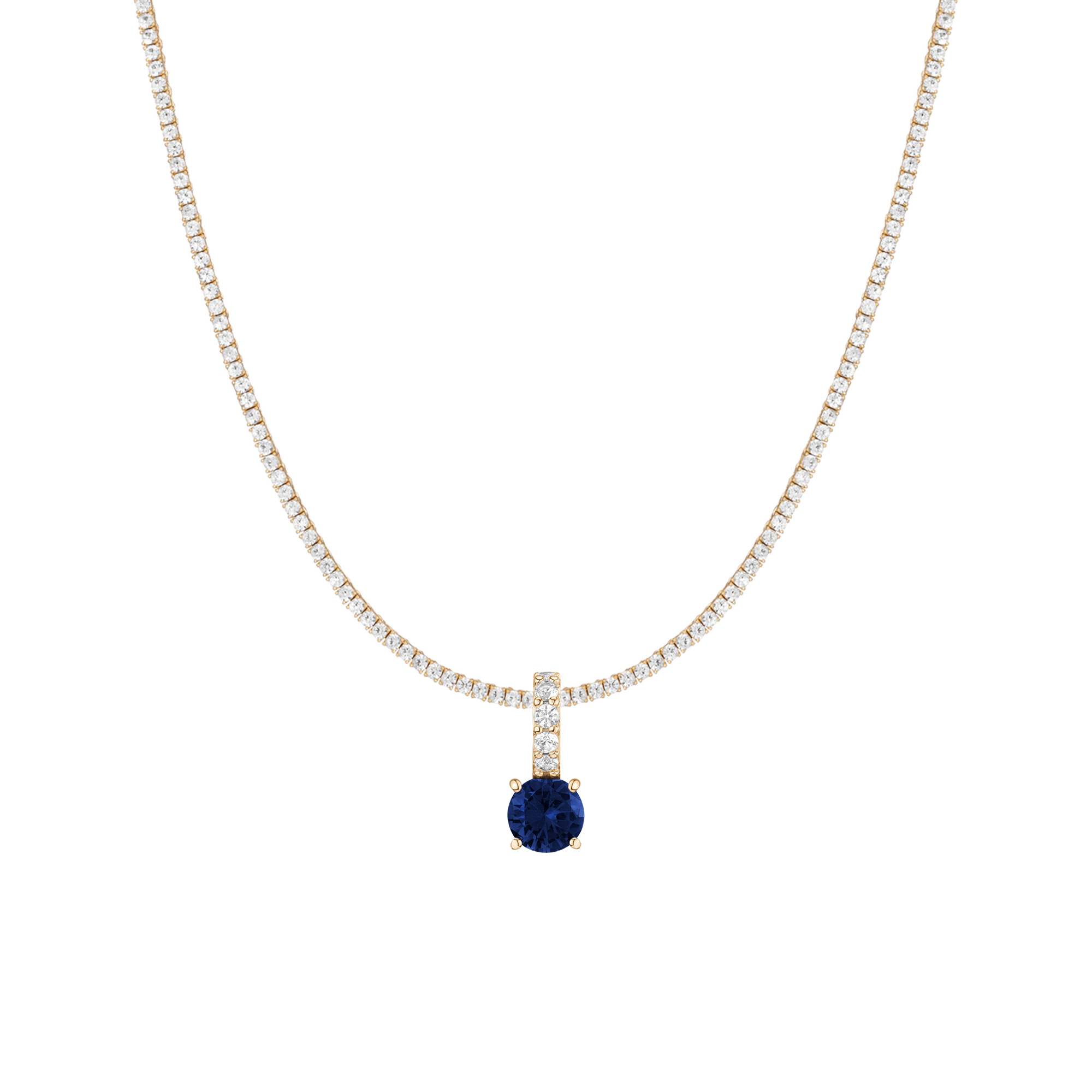 7ct Round Tennis Charm Necklace Set