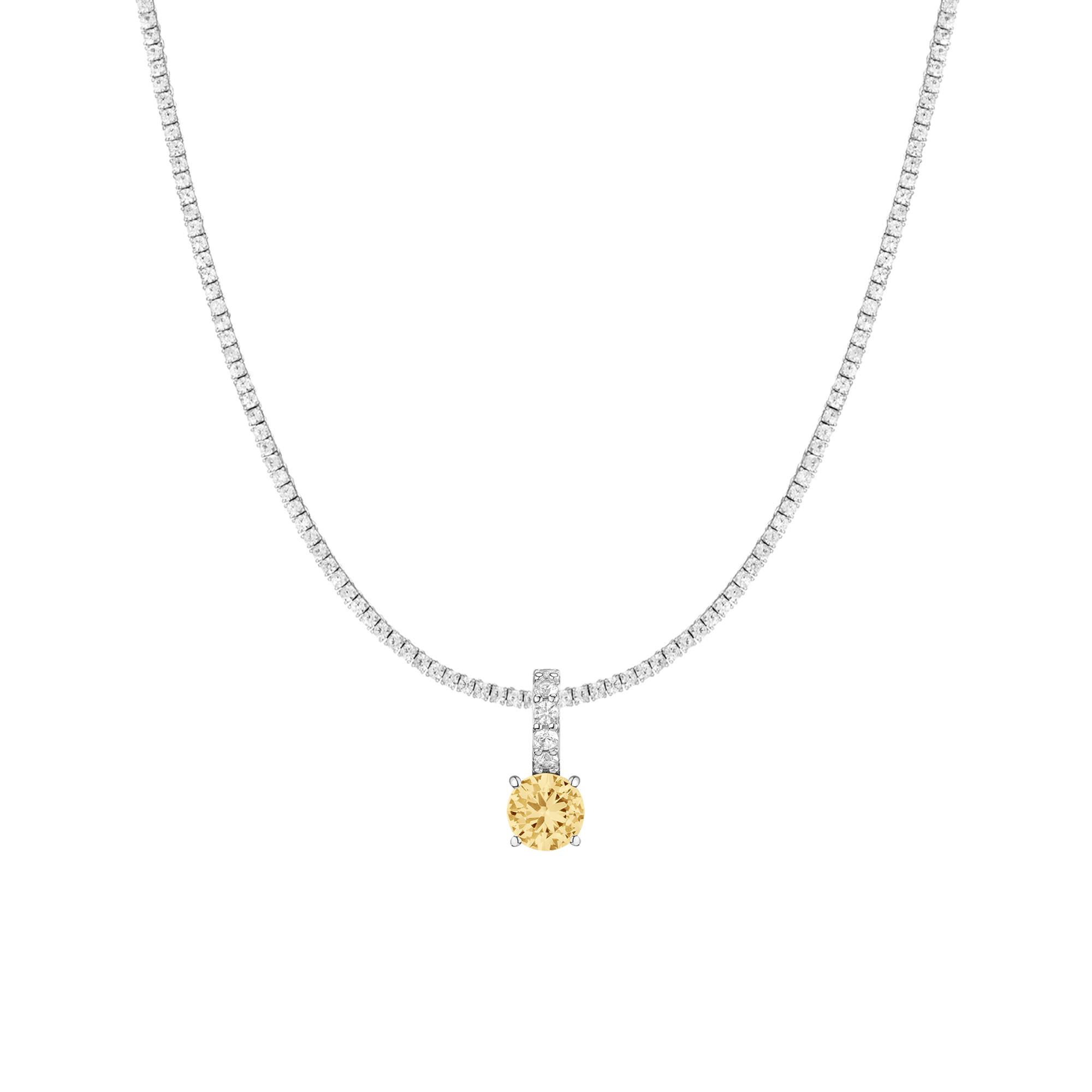 7ct Round Tennis Charm Necklace Set