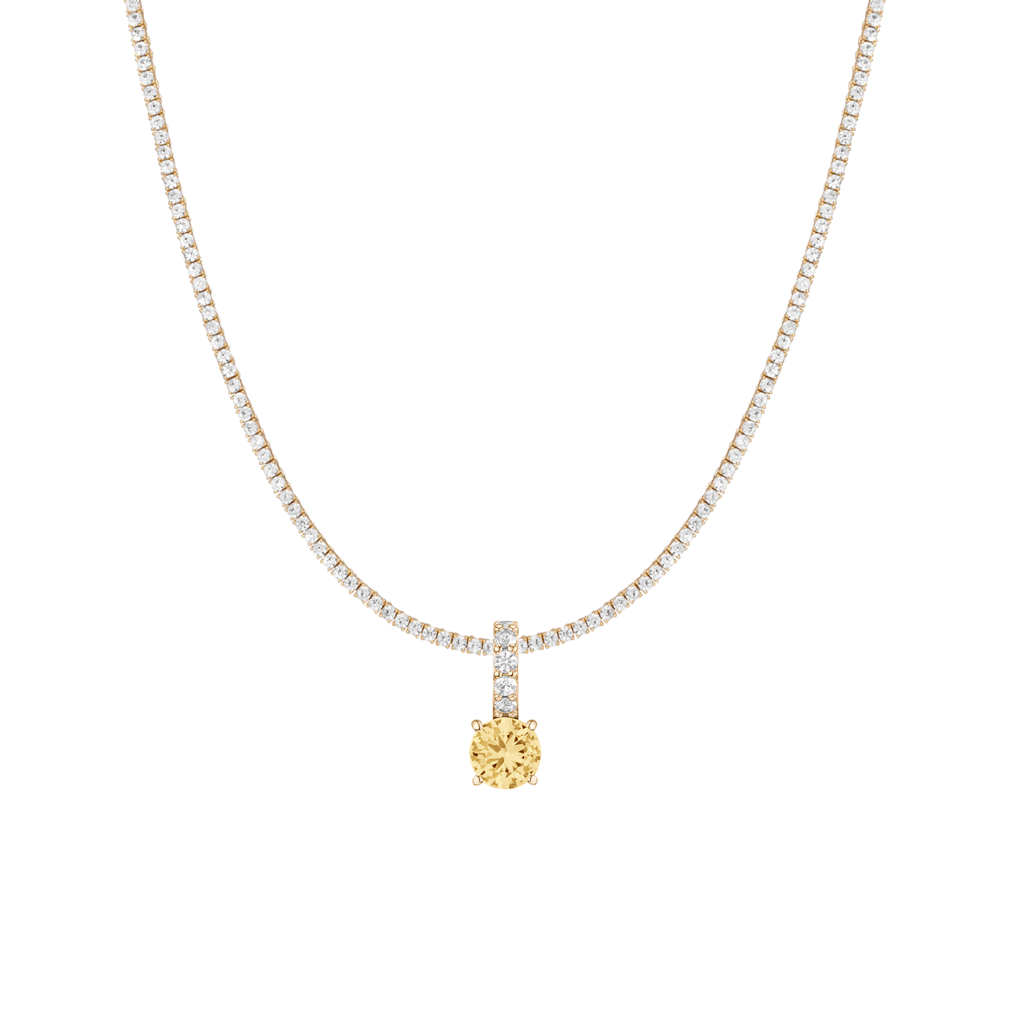 7ct Round Tennis Charm Necklace Set