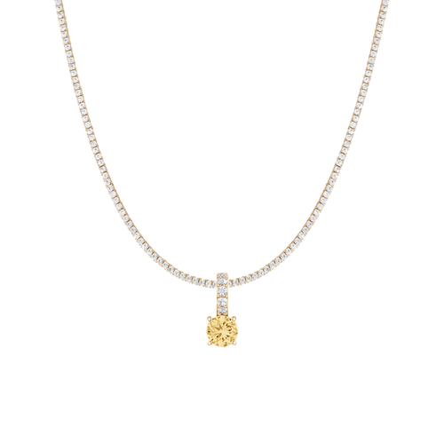 7ct Round Tennis Charm Necklace Set