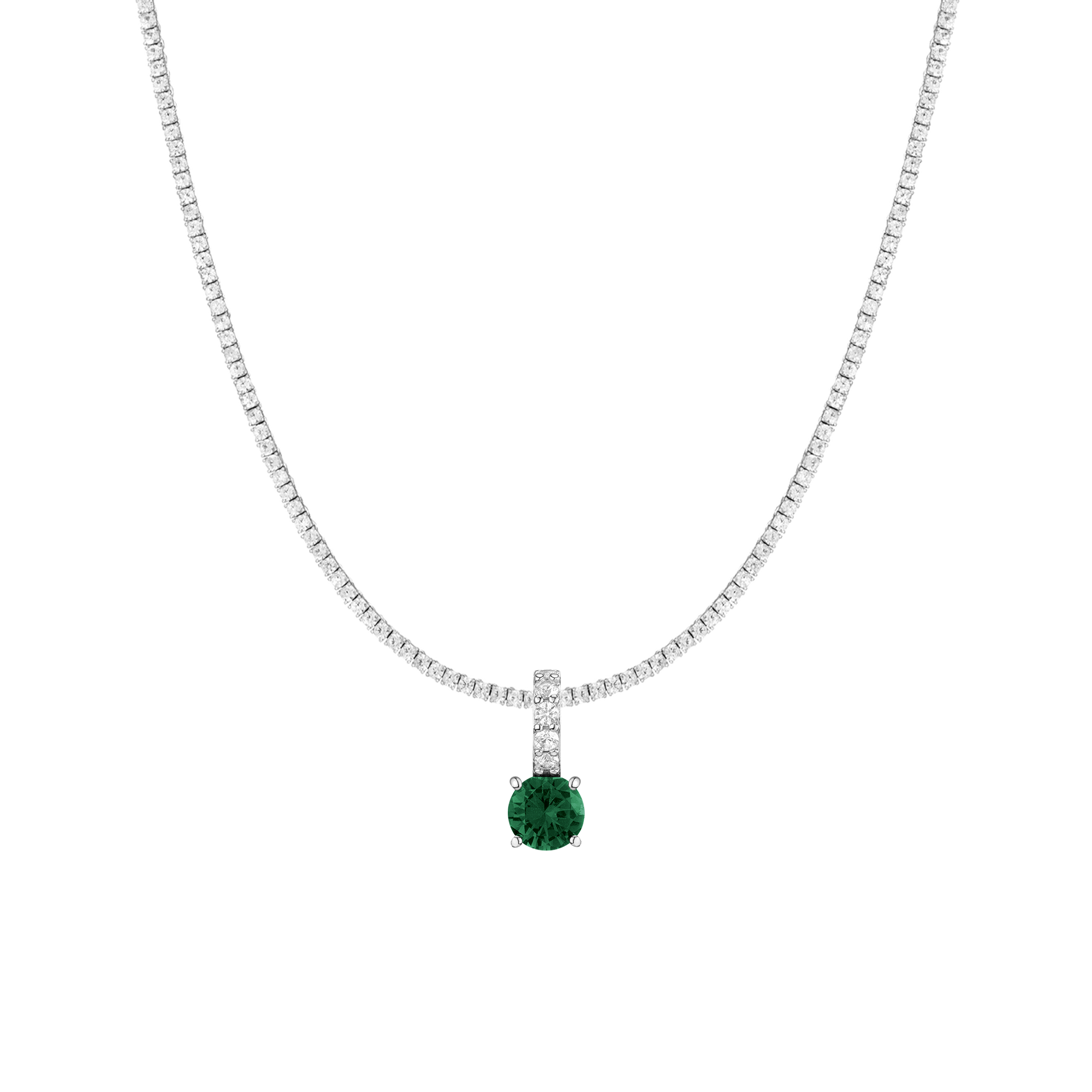 7ct Round Tennis Charm Necklace Set