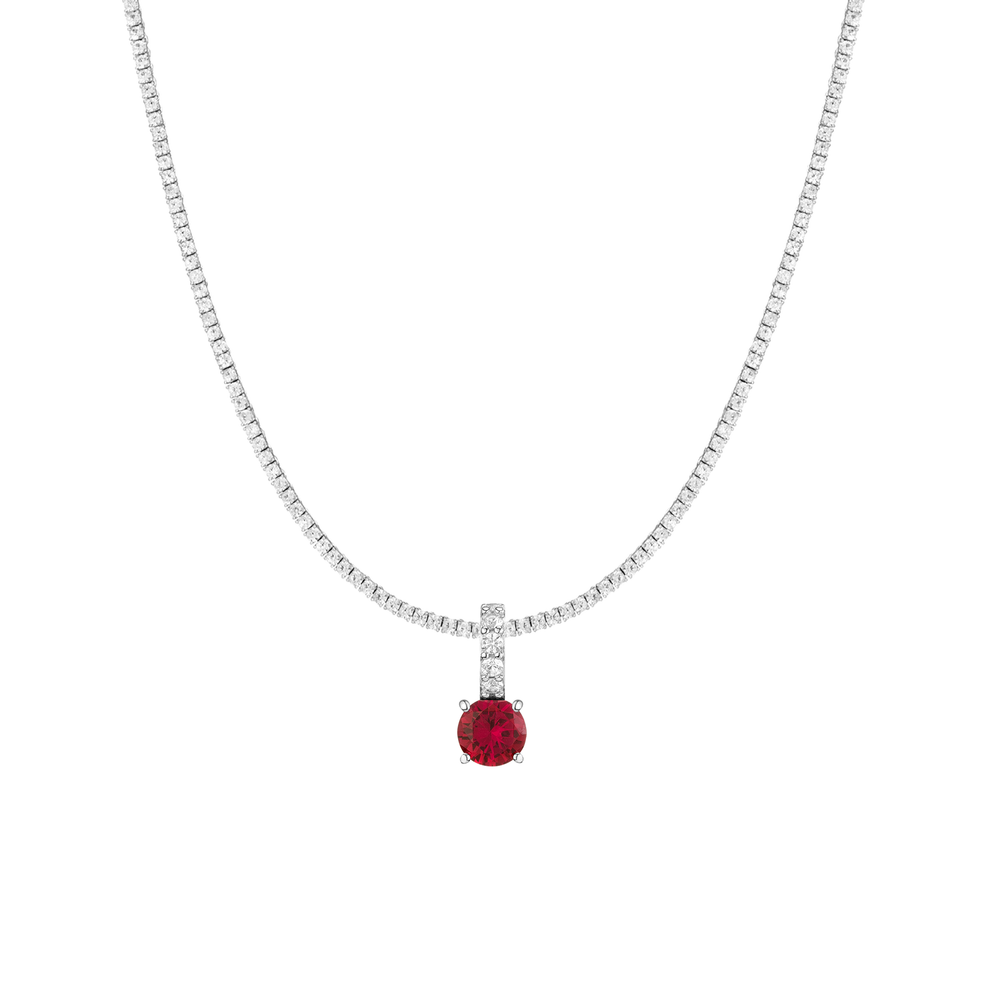 7ct Round Tennis Charm Necklace Set