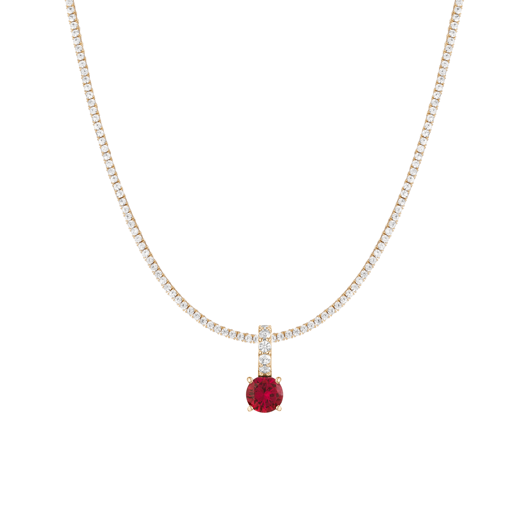 7ct Round Tennis Charm Necklace Set