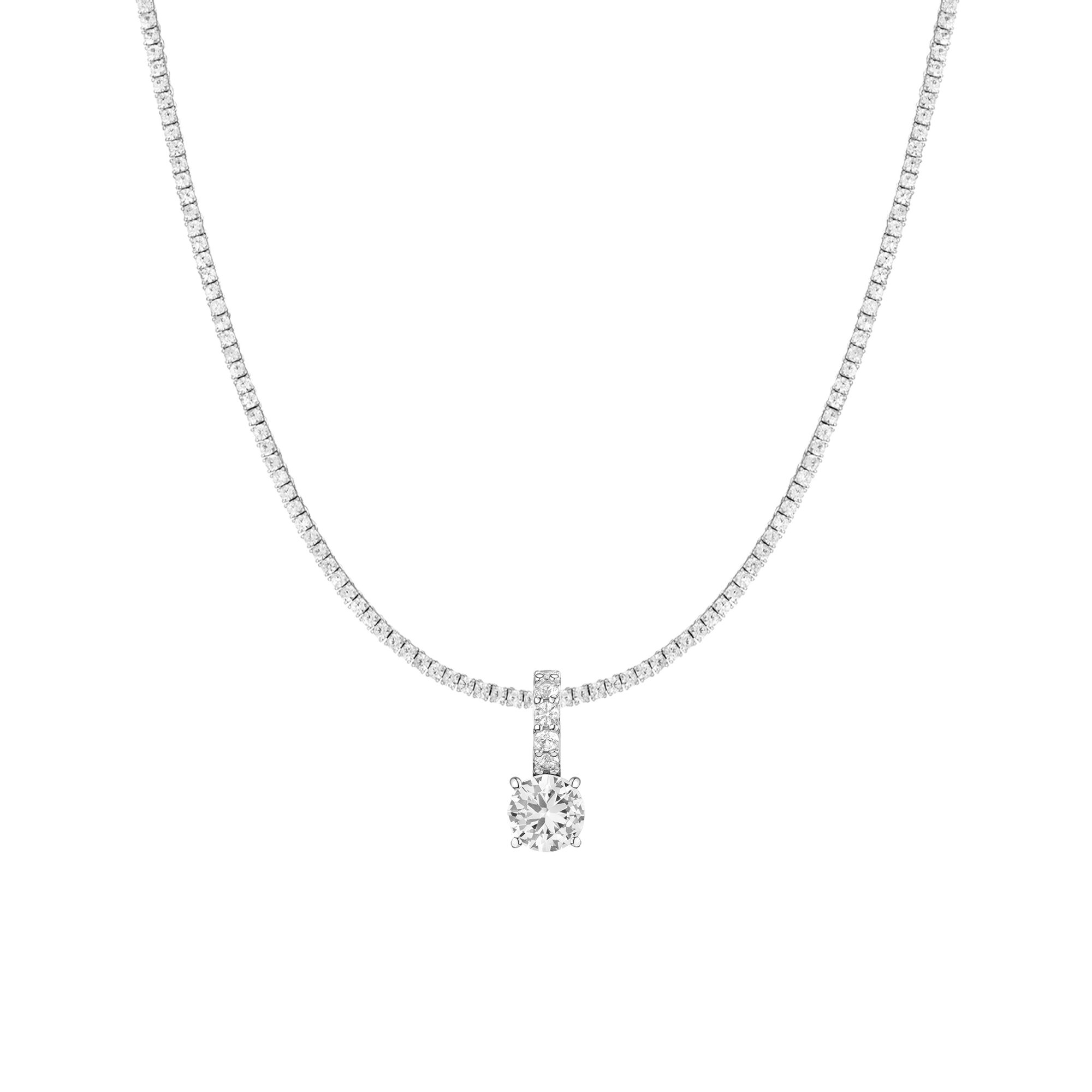 7ct Round Tennis Charm Necklace Set