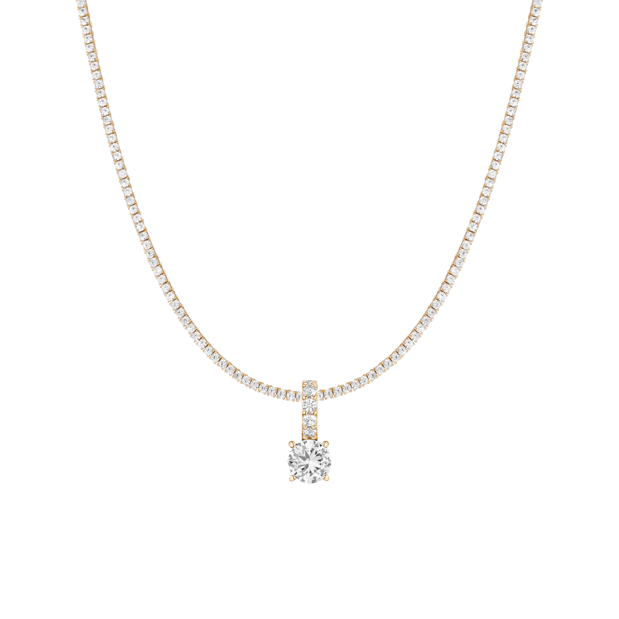 7ct Round Tennis Charm Necklace Set