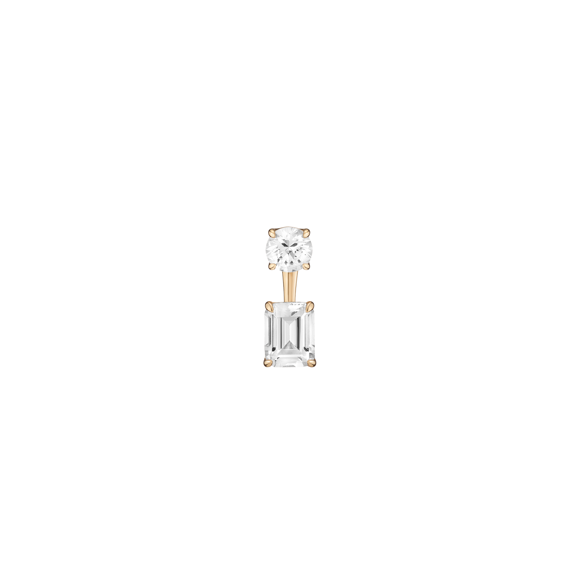 Lab Grown White Sapphire Ear Jacket - Emerald Bottom Stone