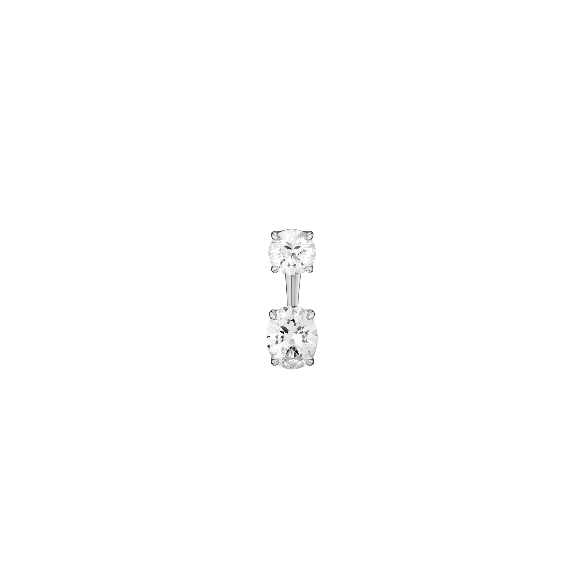 Lab Grown White Sapphire Ear Jacket - Oval Bottom Stone